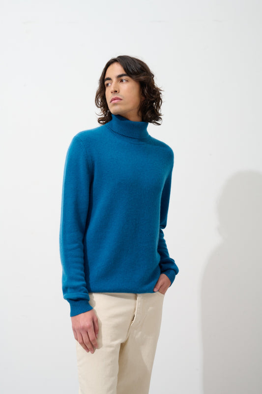 MARTIN 4-thread peacock turtleneck sweater 100% cashmere
