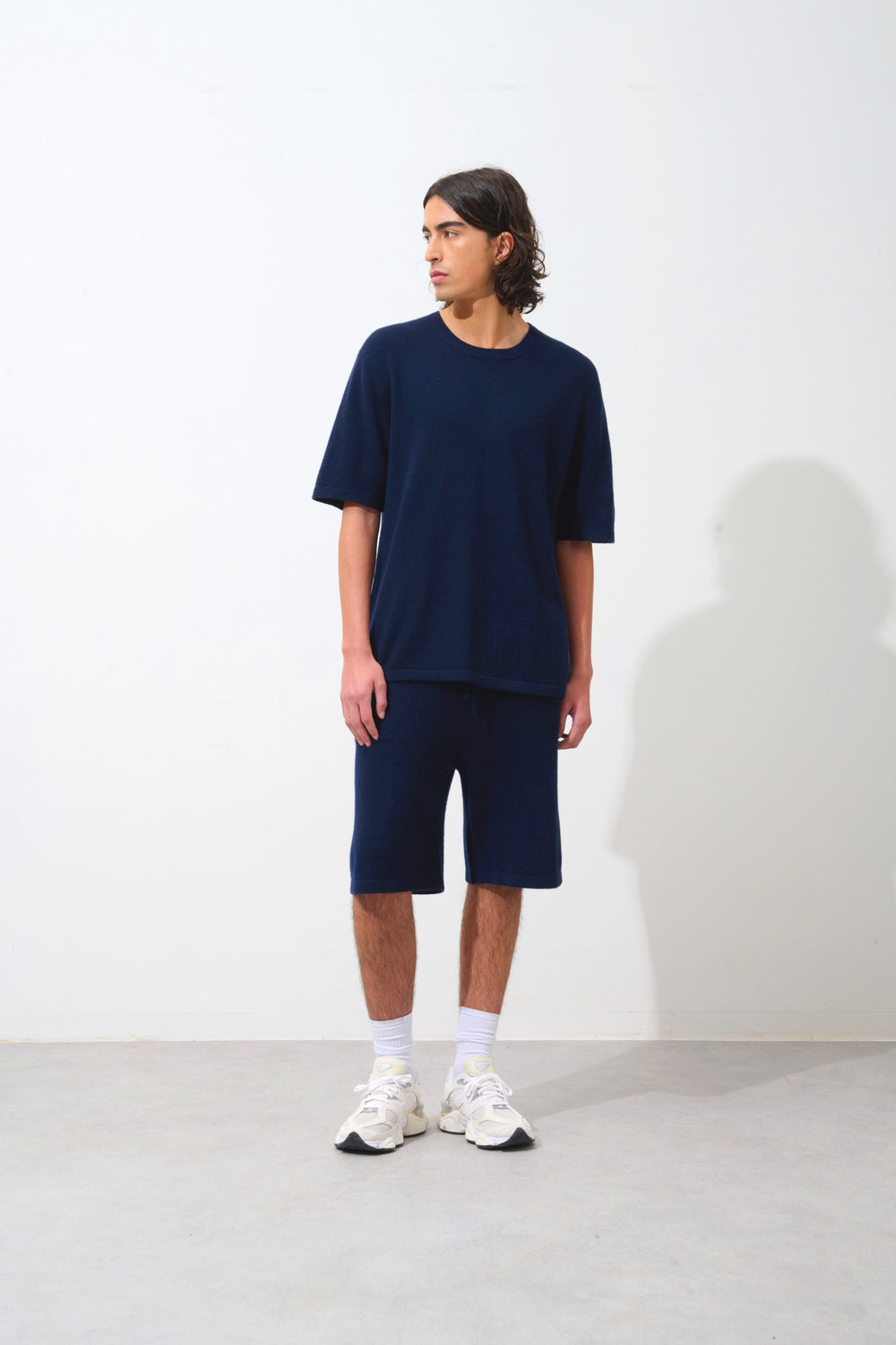 maya t-shirt col rond navy 100% cachemire