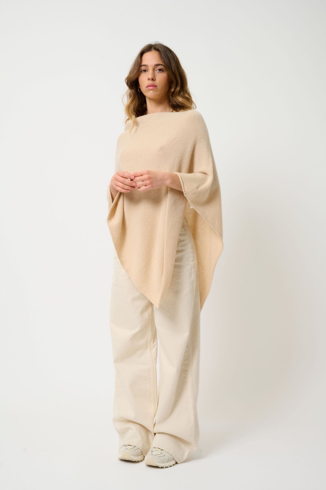 MERYL poncho 4 fils sable 100% cachemire