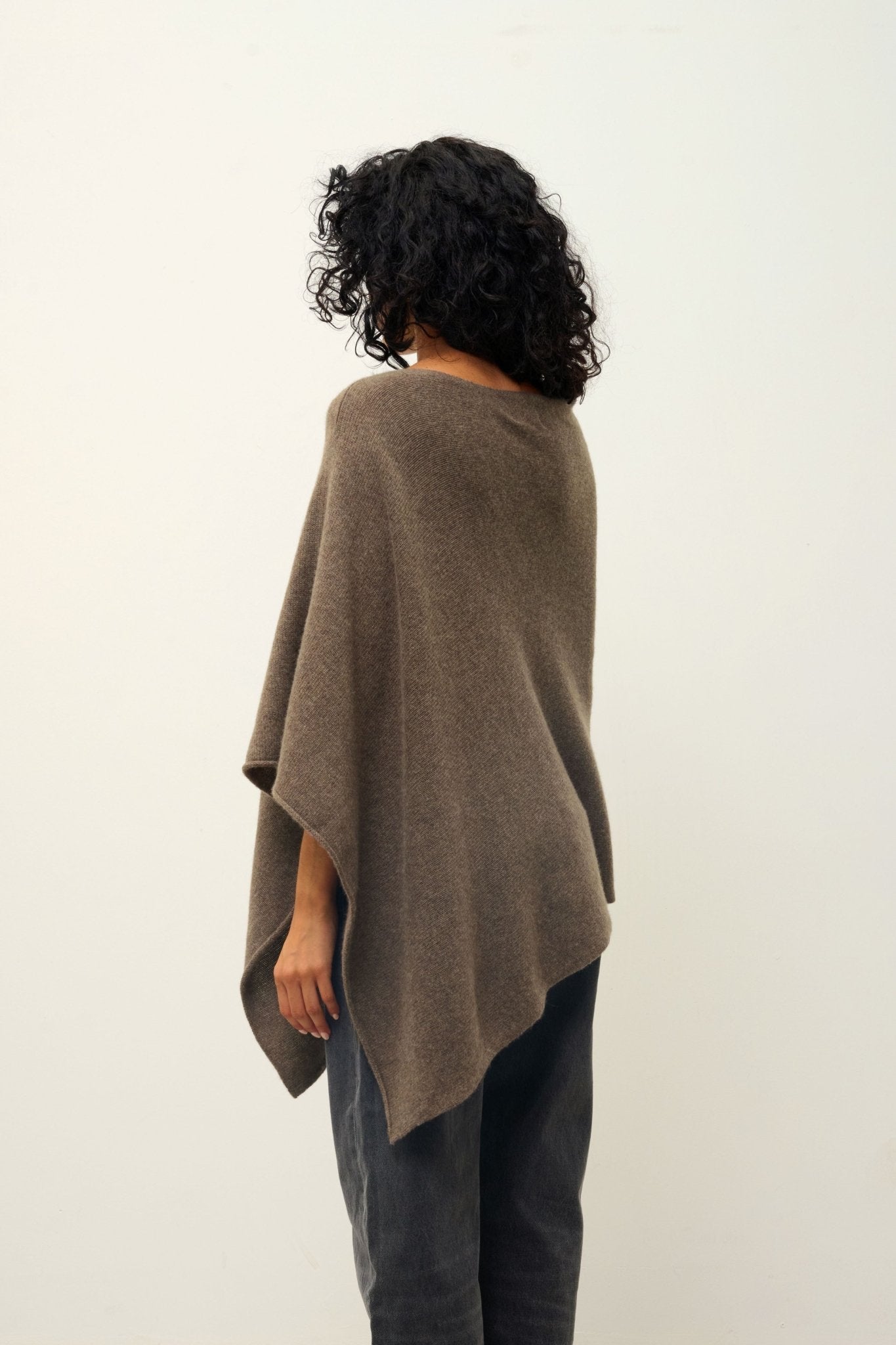 MERYL poncho 4 fils taupe chiné 100% cachemire