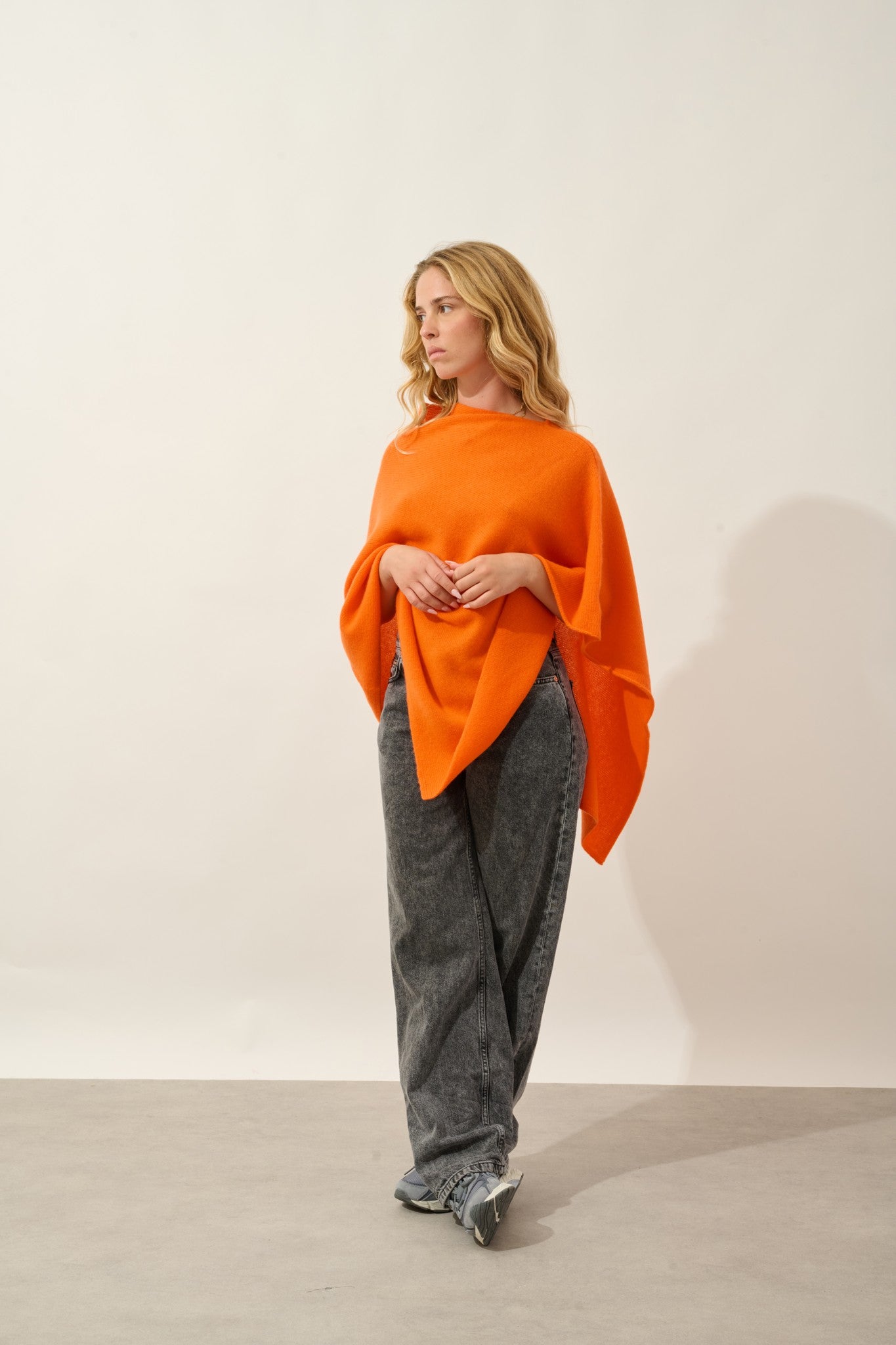 meryl poncho 4 fils carotte 100% cachemire