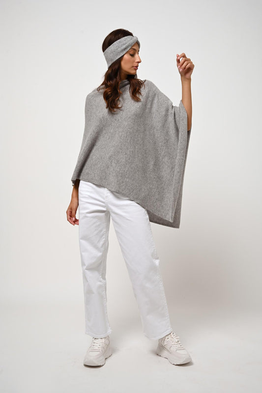 MERYL poncho 4 fils nuage chiné 100% cachemire