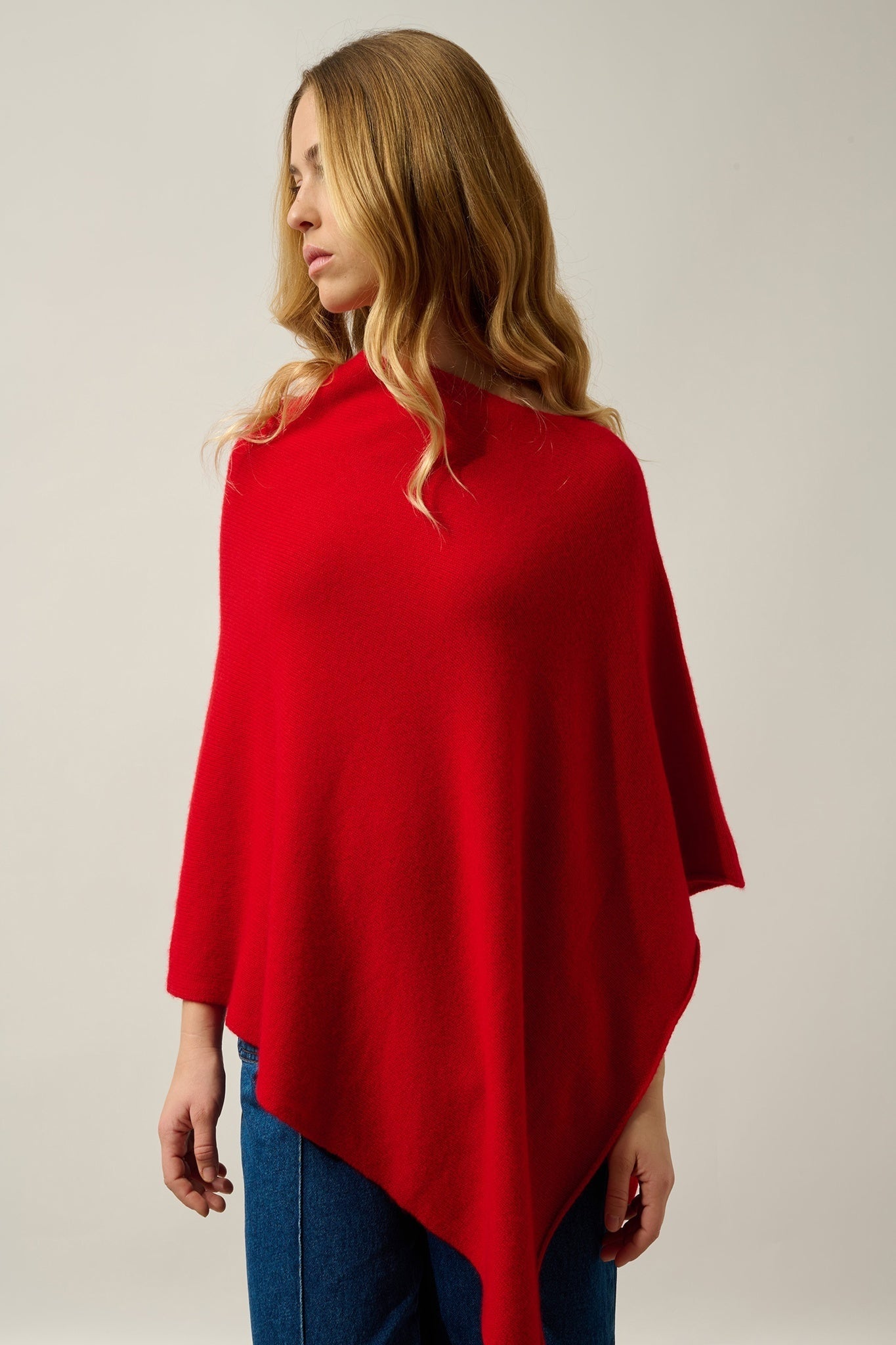 MERYL Poncho 4-fädig rot 100% Kaschmir