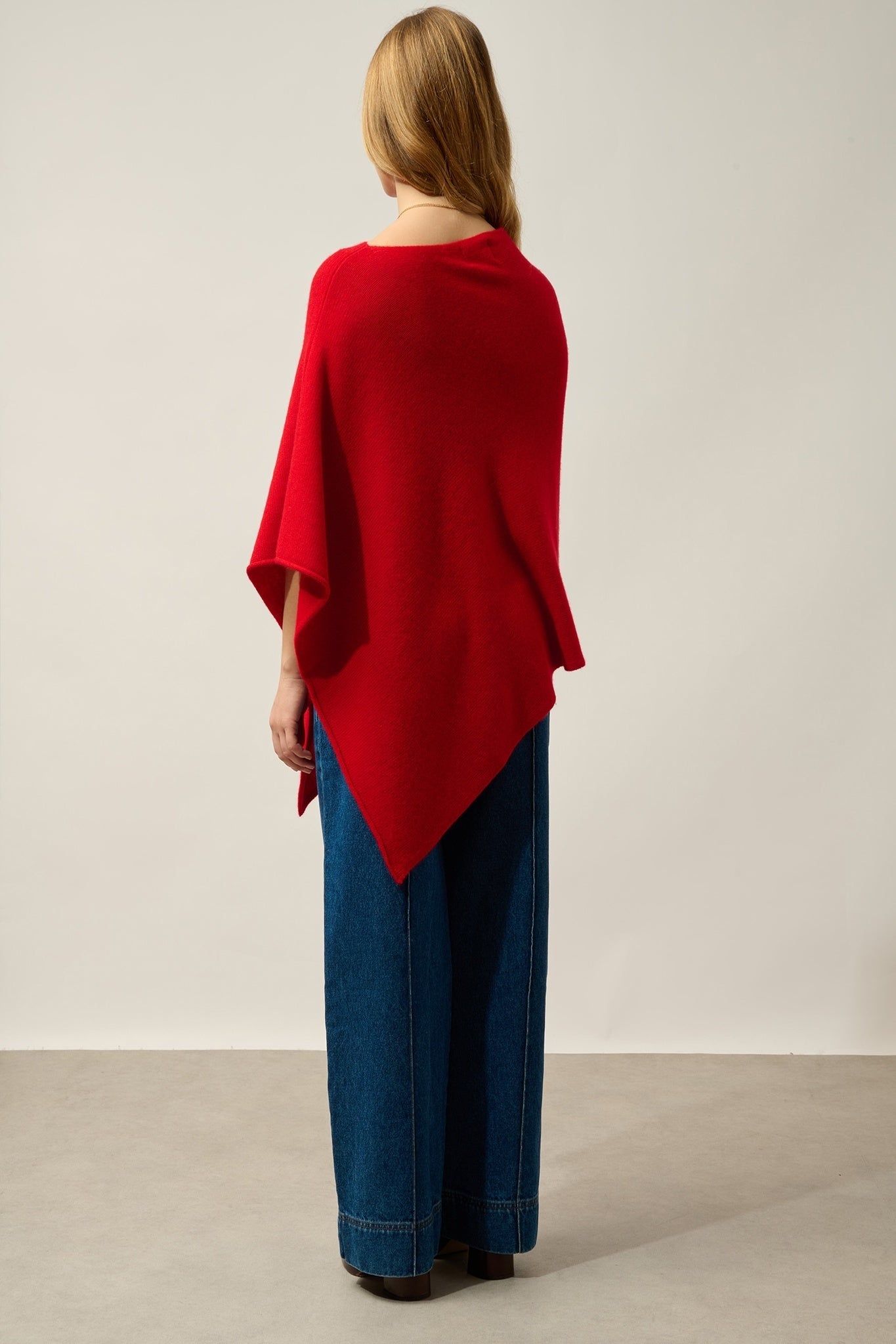 MERYL Poncho 4-fädig rot 100% Kaschmir