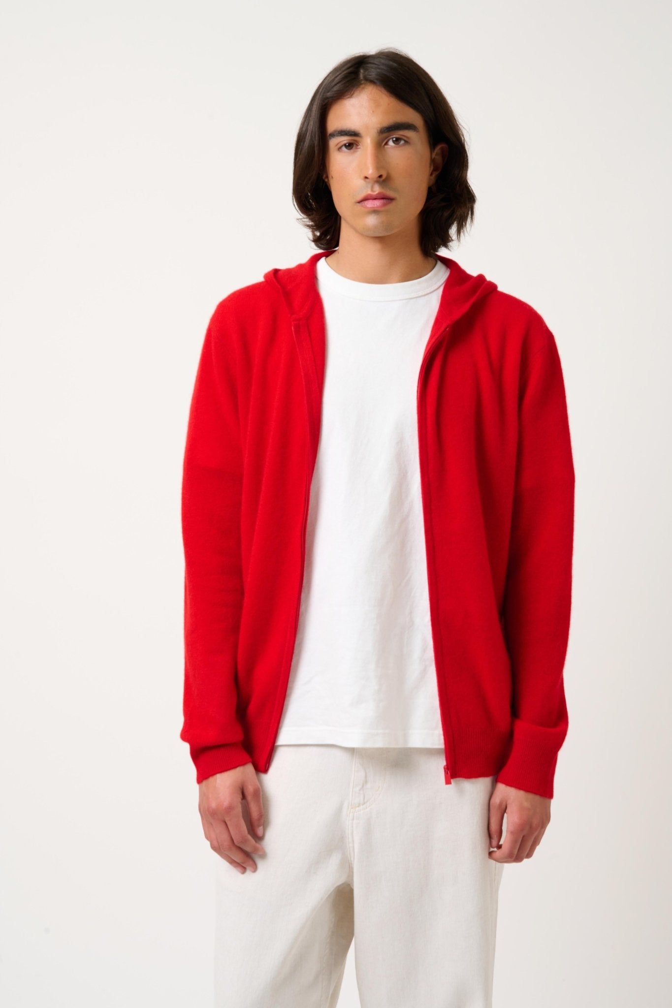 NEURRE red hooded zip cardigan 100% cashmere