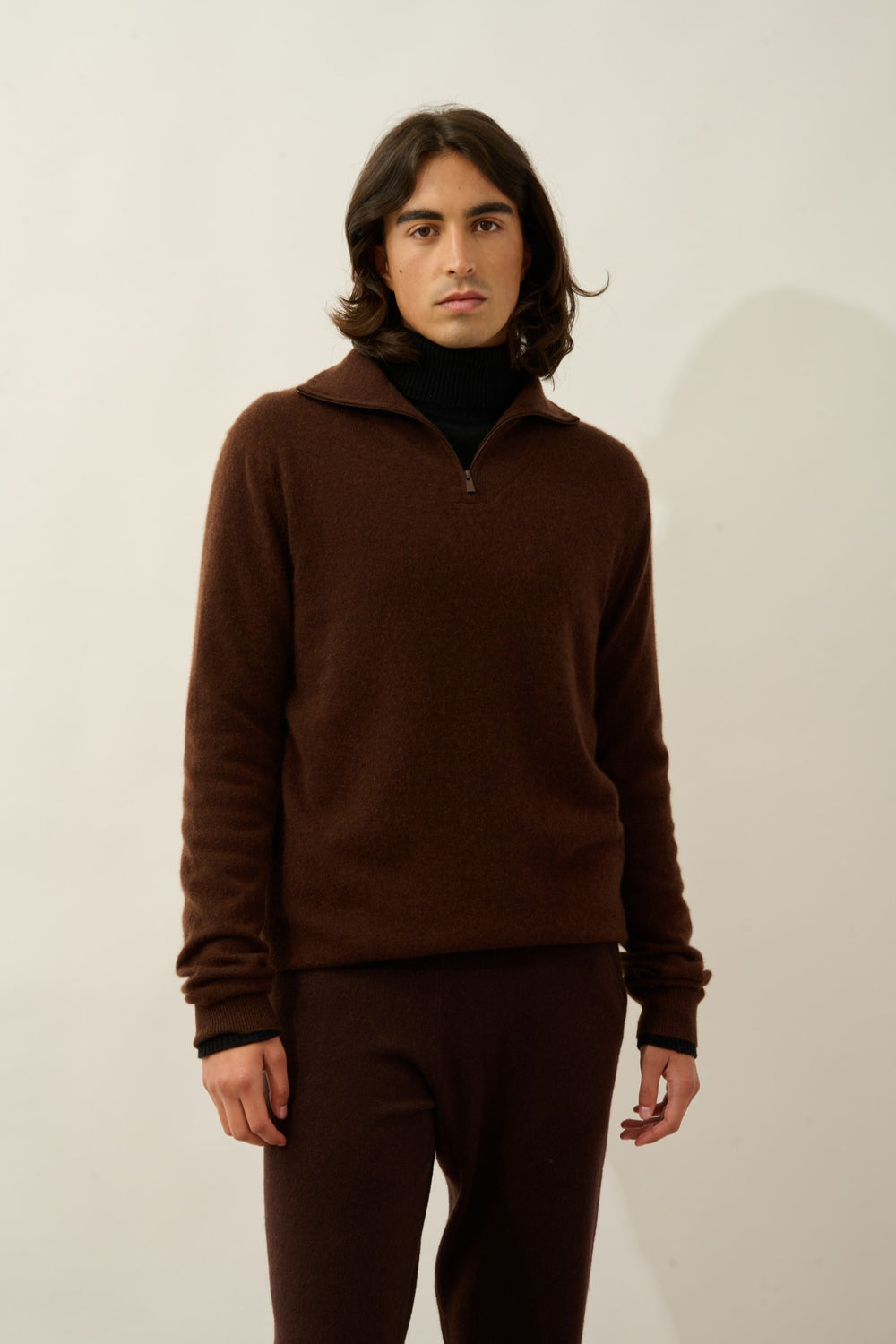 noemie pull camionneur café 100% cachemire