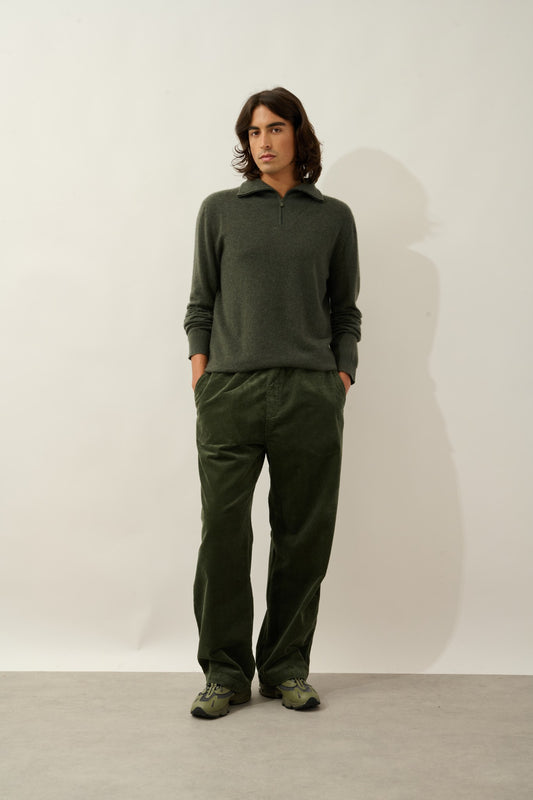 noemie pull camionneur kaki chiné 100% cachemire