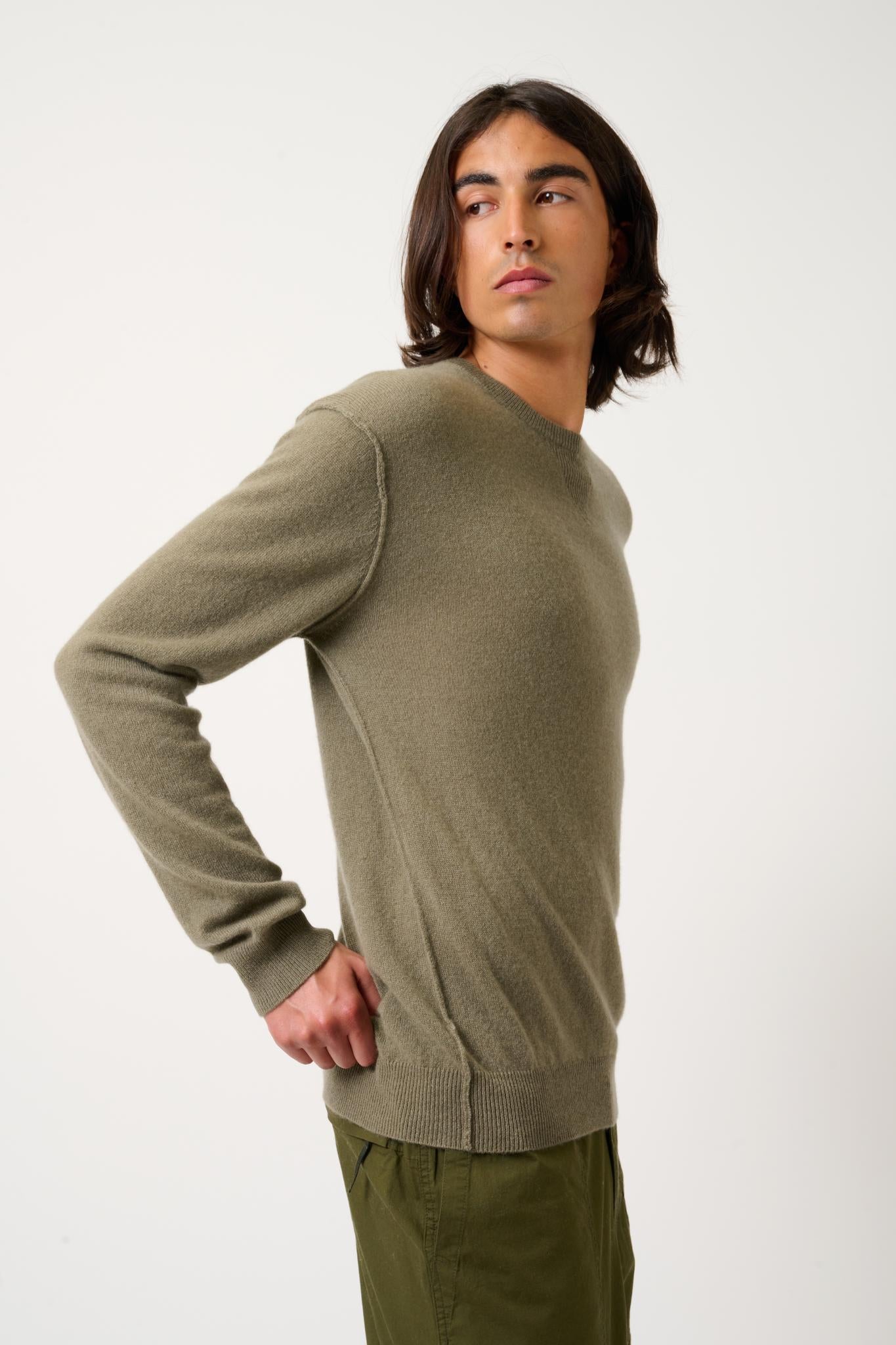 NOLAN pull col rond army 100% cachemire