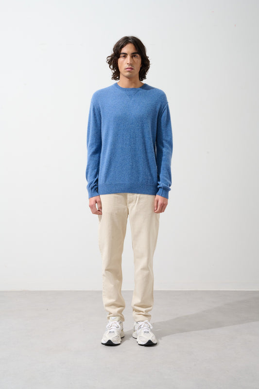 NOLAN Pullover mit Rundhalsausschnitt in Denimblau aus 100% Kaschmir