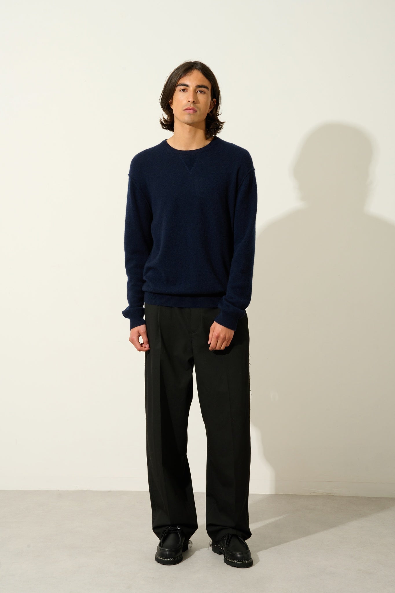 NOLAN pull col rond navy 100% cachemire