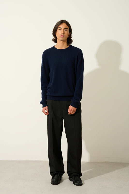 NOLAN pull col rond navy 100% cachemire