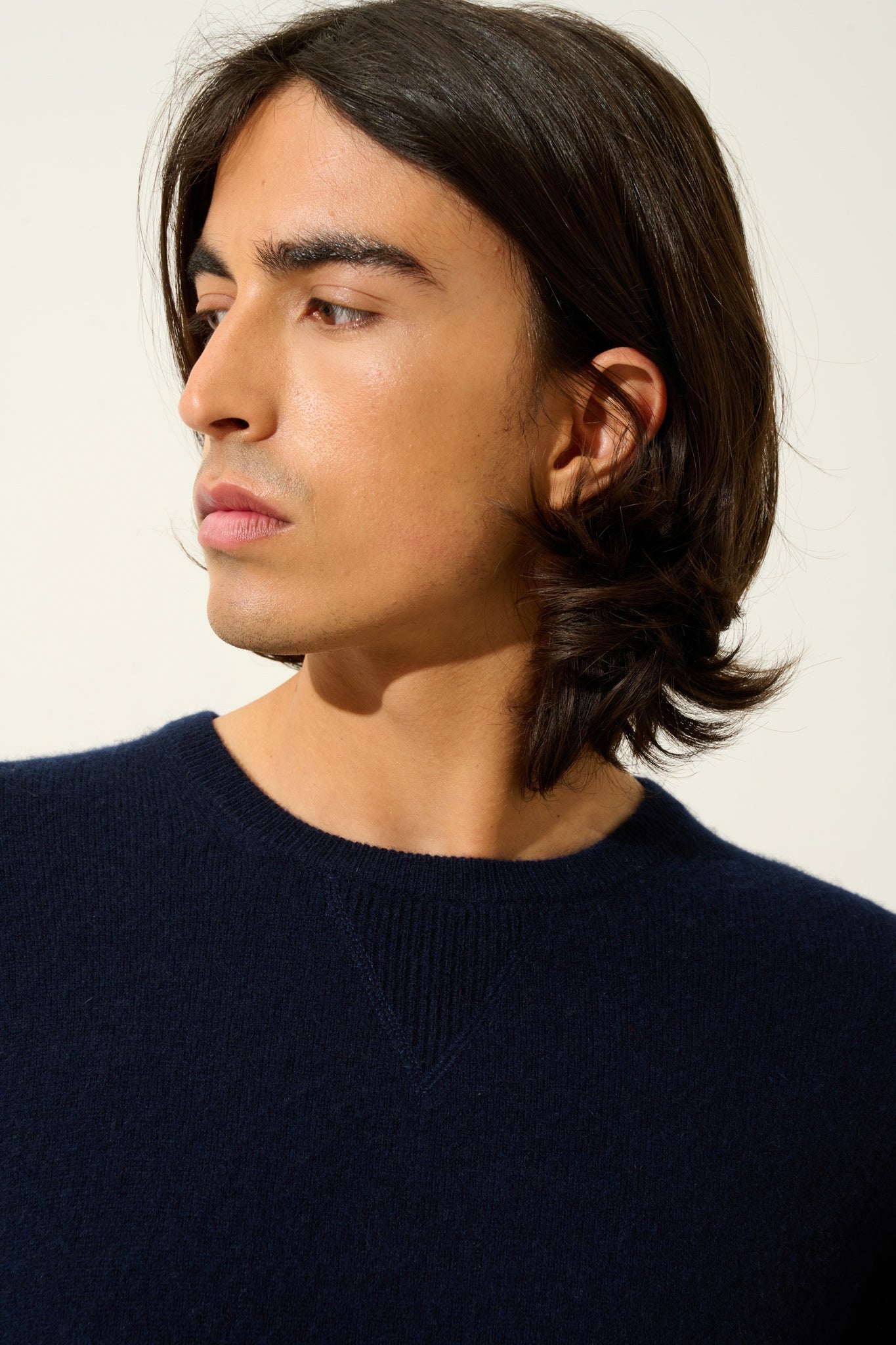 NOLAN pull col rond navy 100% cachemire