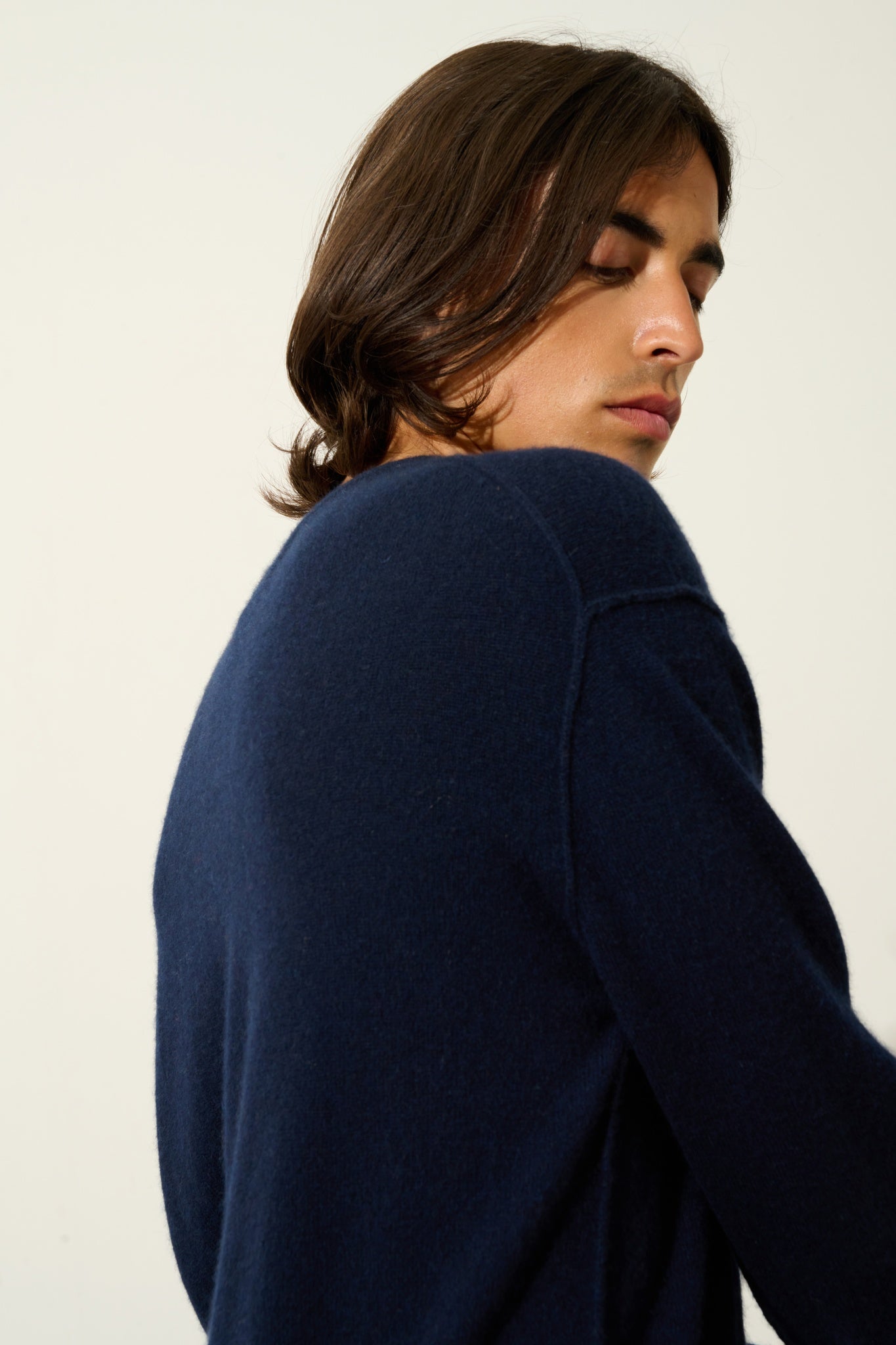 NOLAN pull col rond navy 100% cachemire