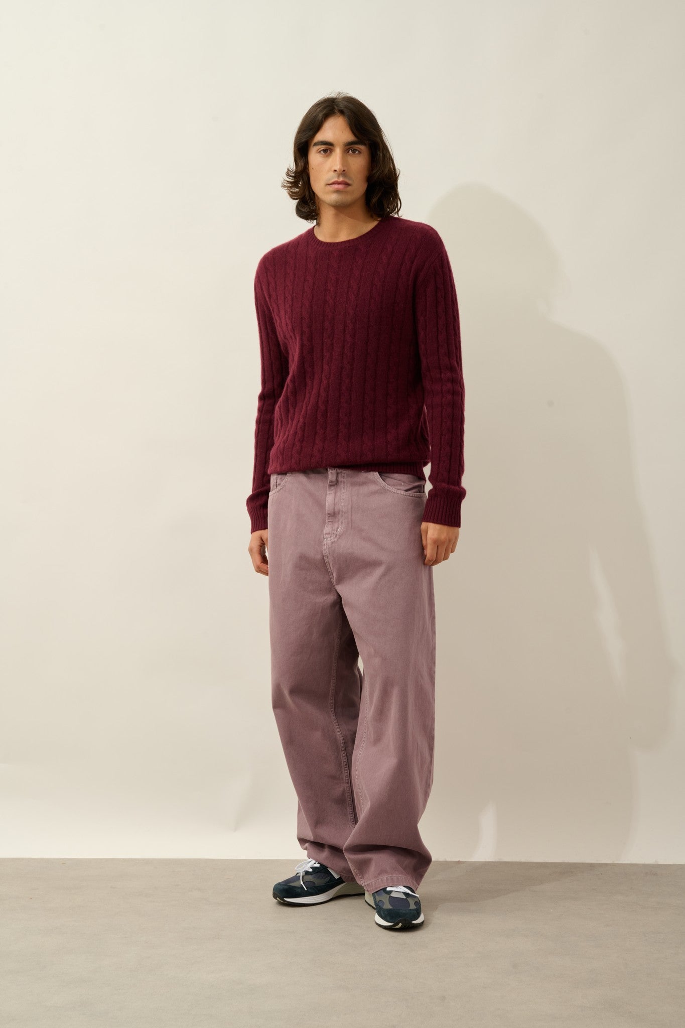 orivian pull col rond 4 fils mûre 100% cachemire