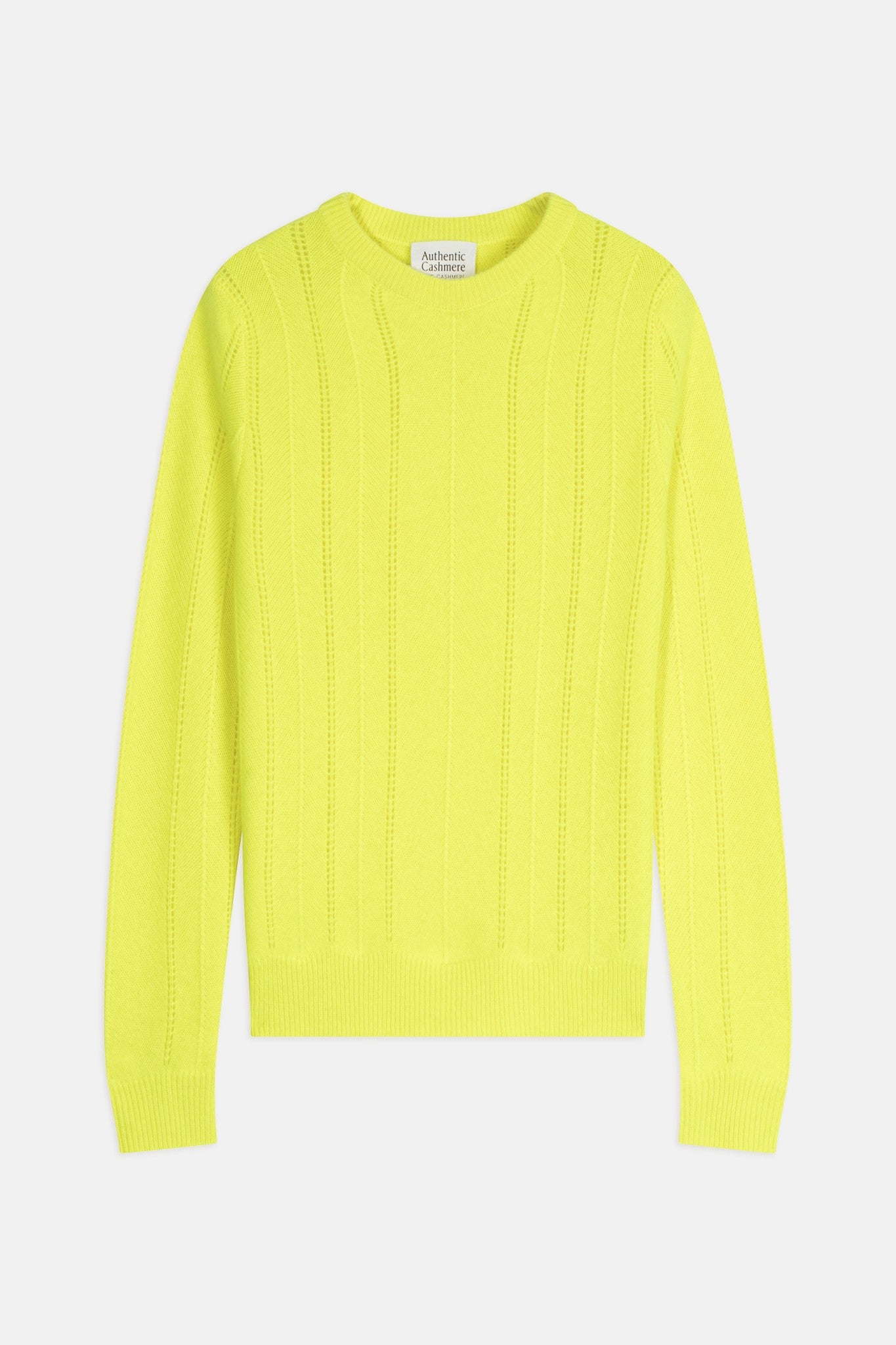 orynel pull col rond 4 fils jaune fluo 100% cachemire