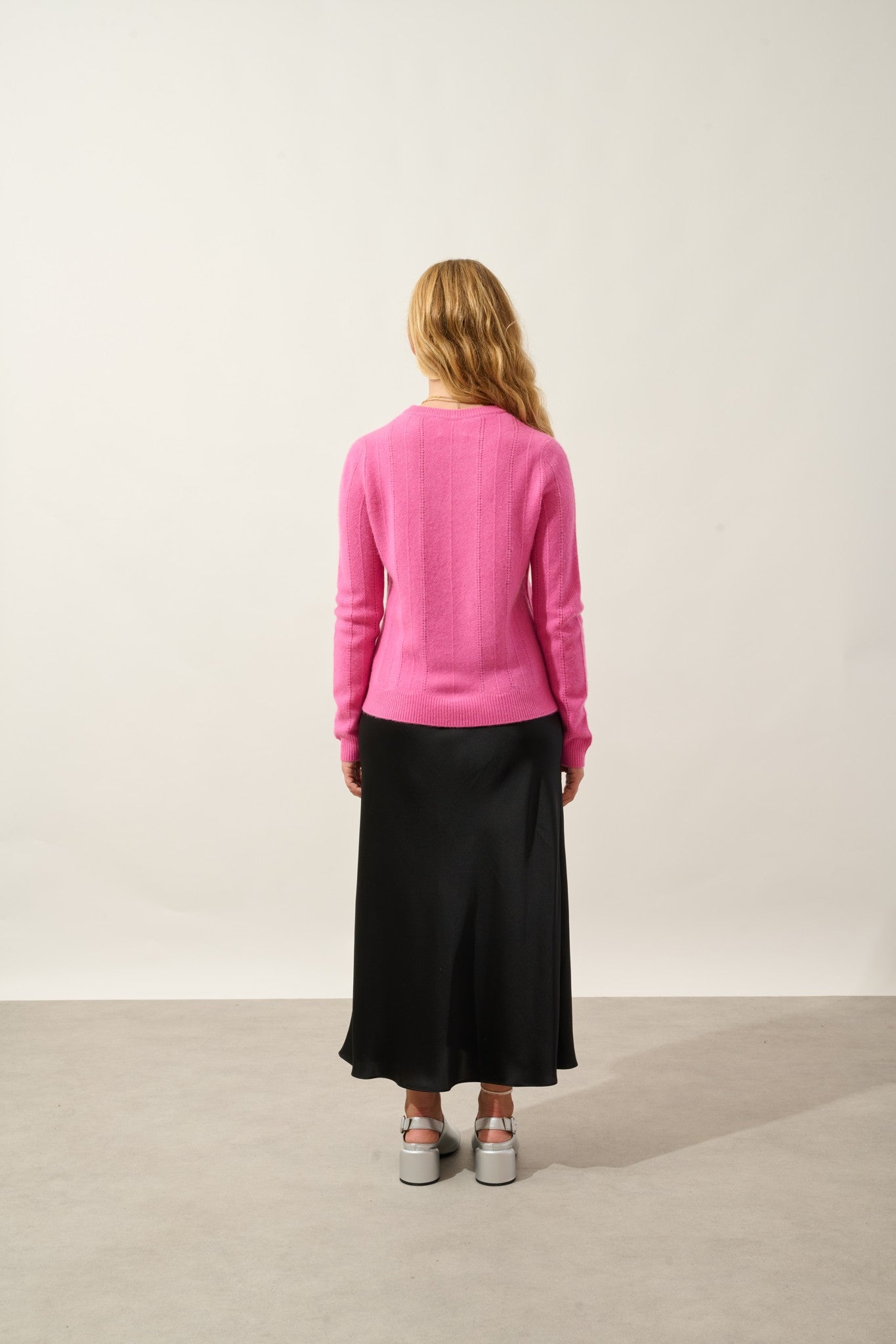 orynel pull col rond 4 fils rose 100% cachemire