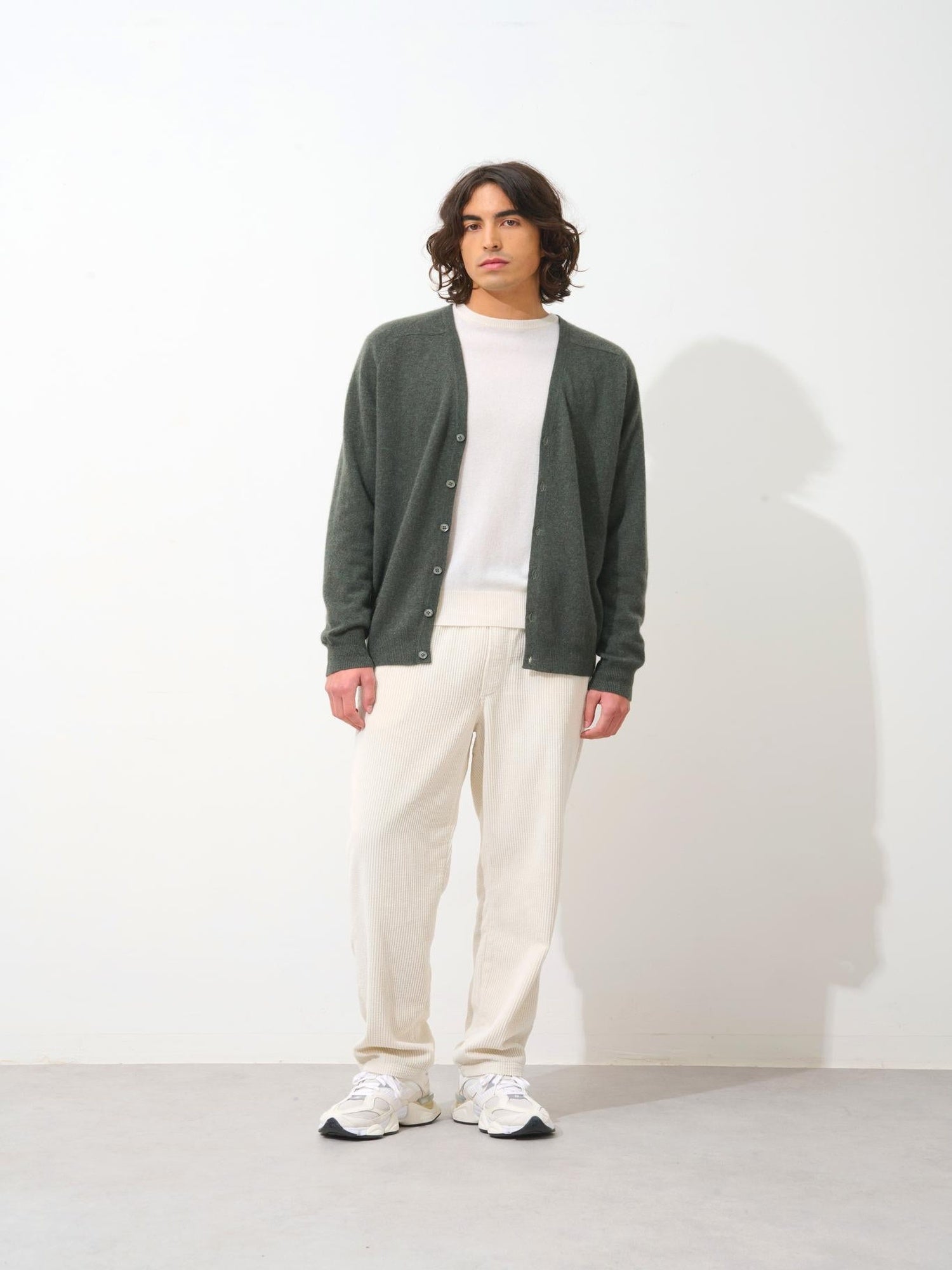 PIPA cardigan col v kaki chiné 100% cachemire