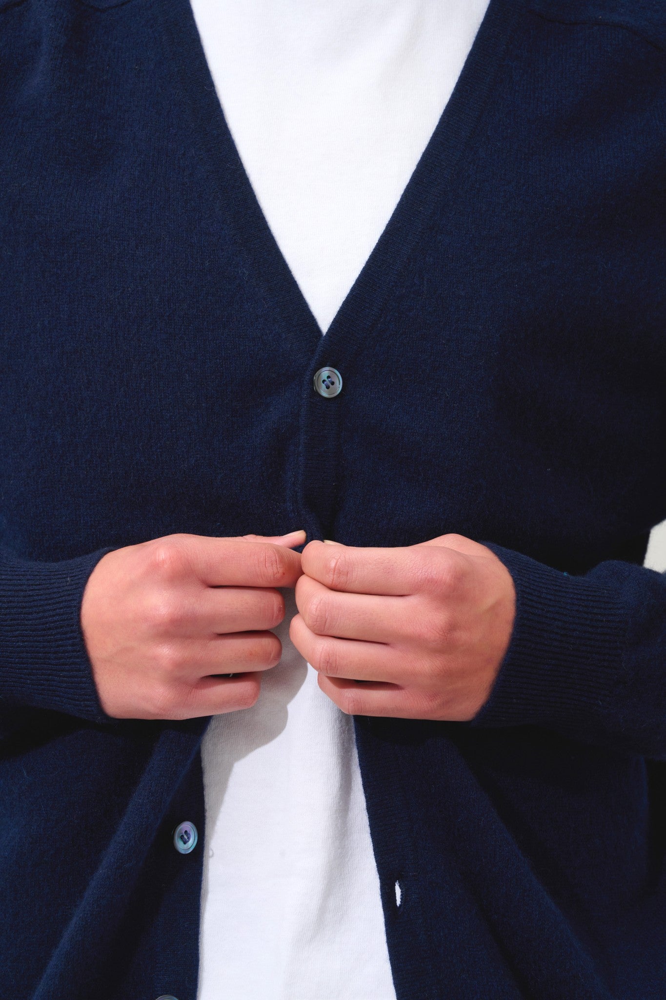 pipa cardigan col v navy 100% cachemire