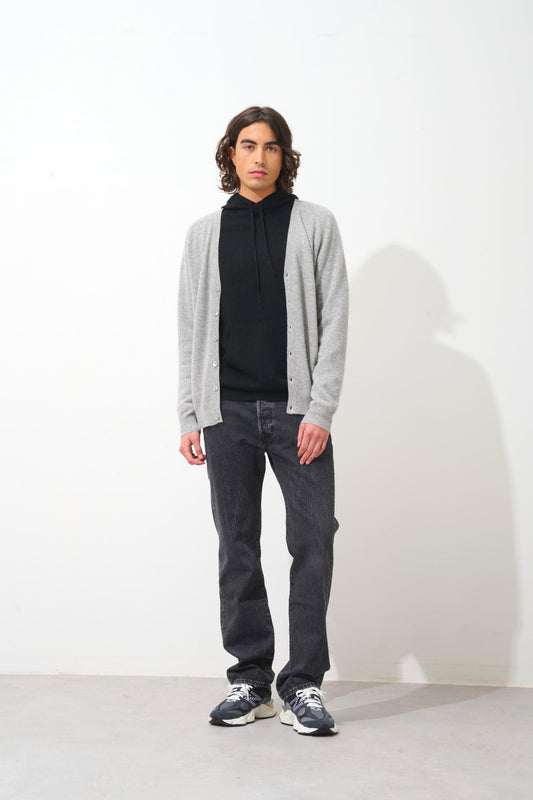 PIPA Strickjacke mit V-Ausschnitt wolkig meliert 100% Kaschmir