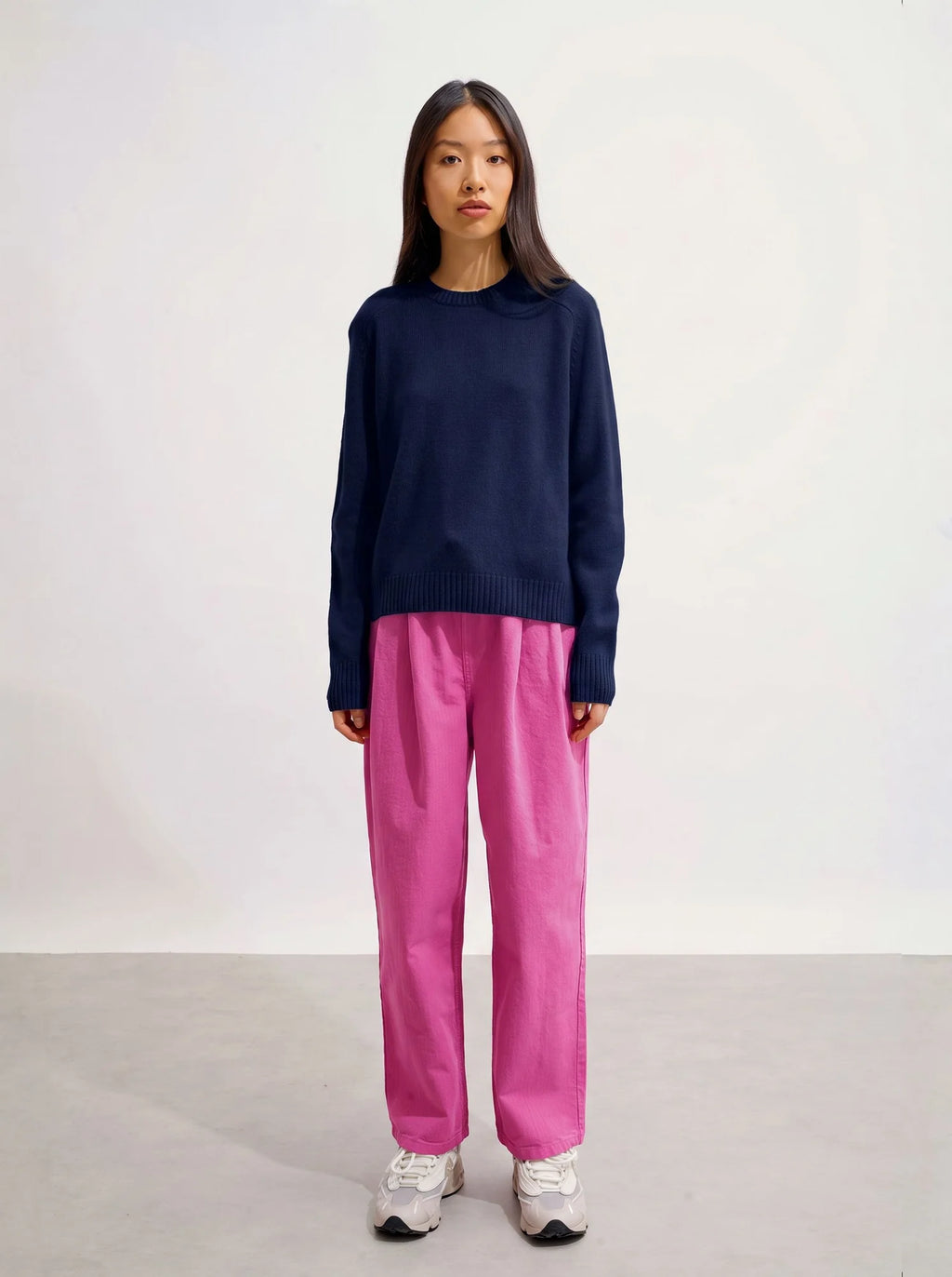 LORENA Pull Col Rond 4 Fils Bleu Marine