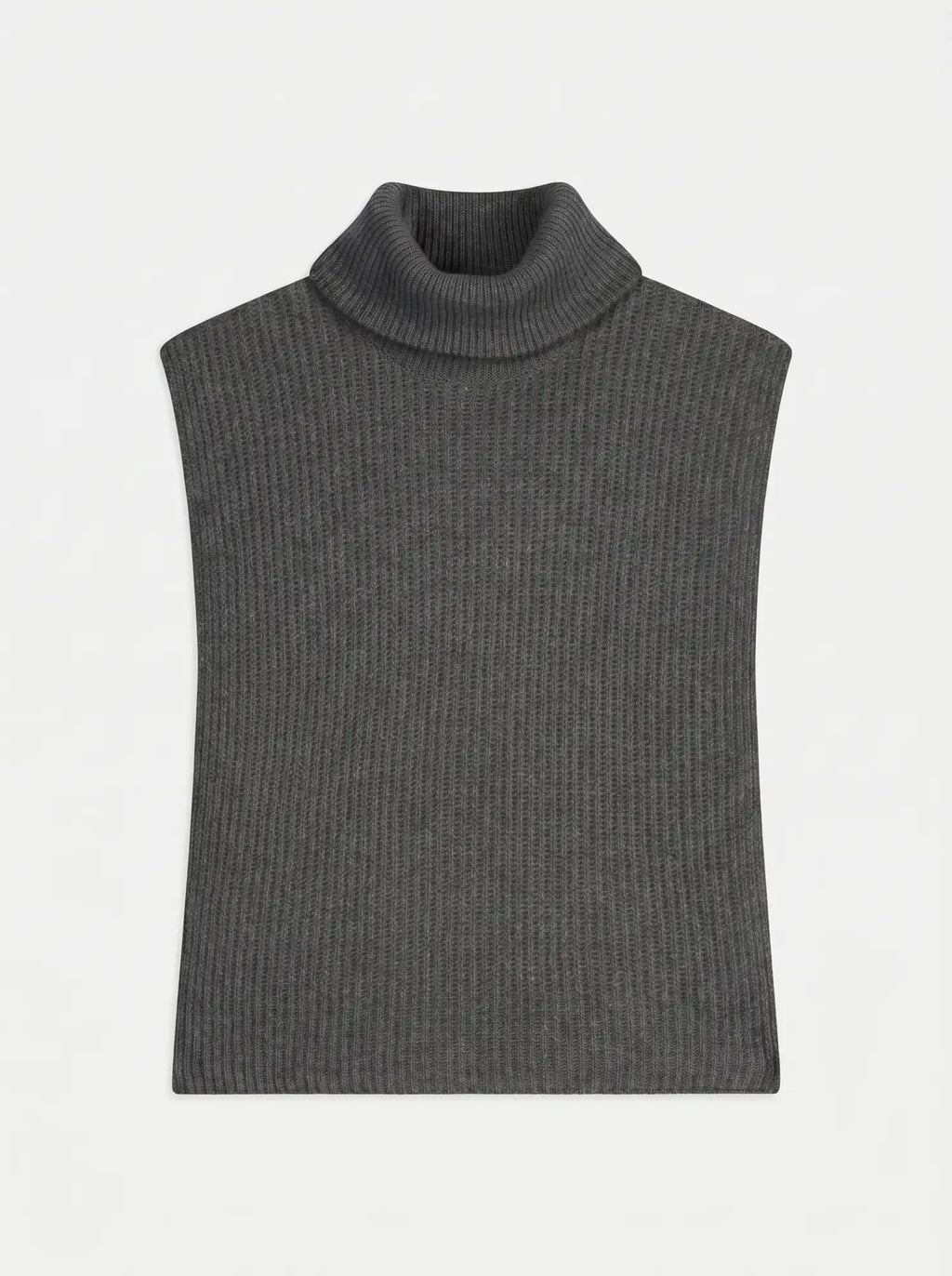 SIV Poncho Ouvert Col Roulé 4 Fils Anthracite Chiné