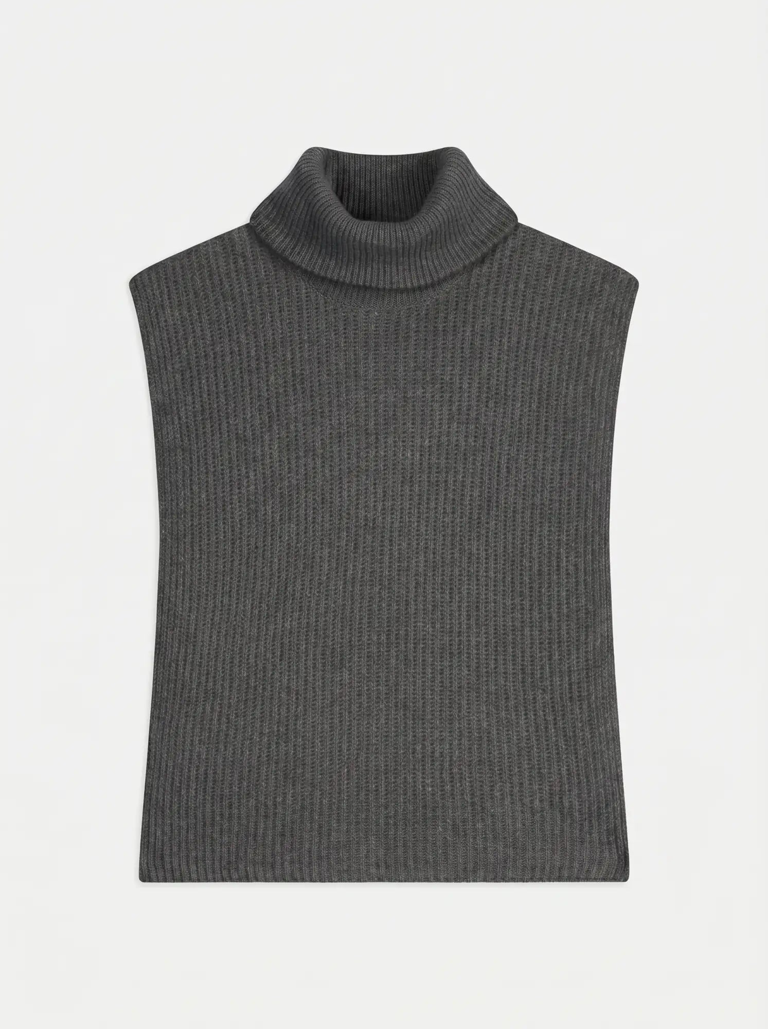 SIV Poncho Ouvert Col Roulé 4 Fils Anthracite Chiné