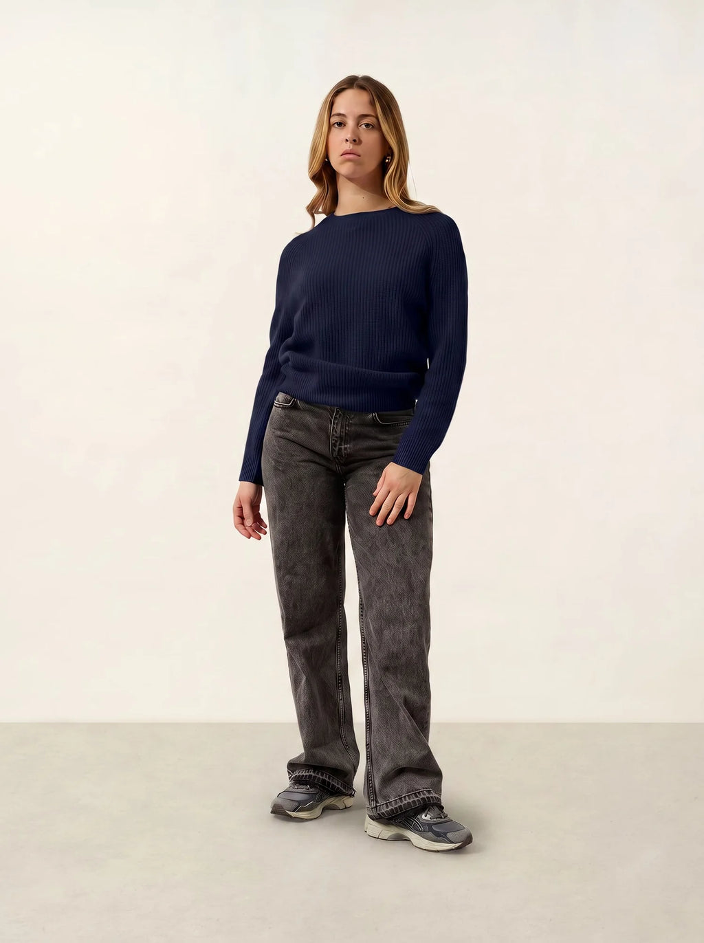 NORYA Pull Col Rond 4 Fils Bleu Marine
