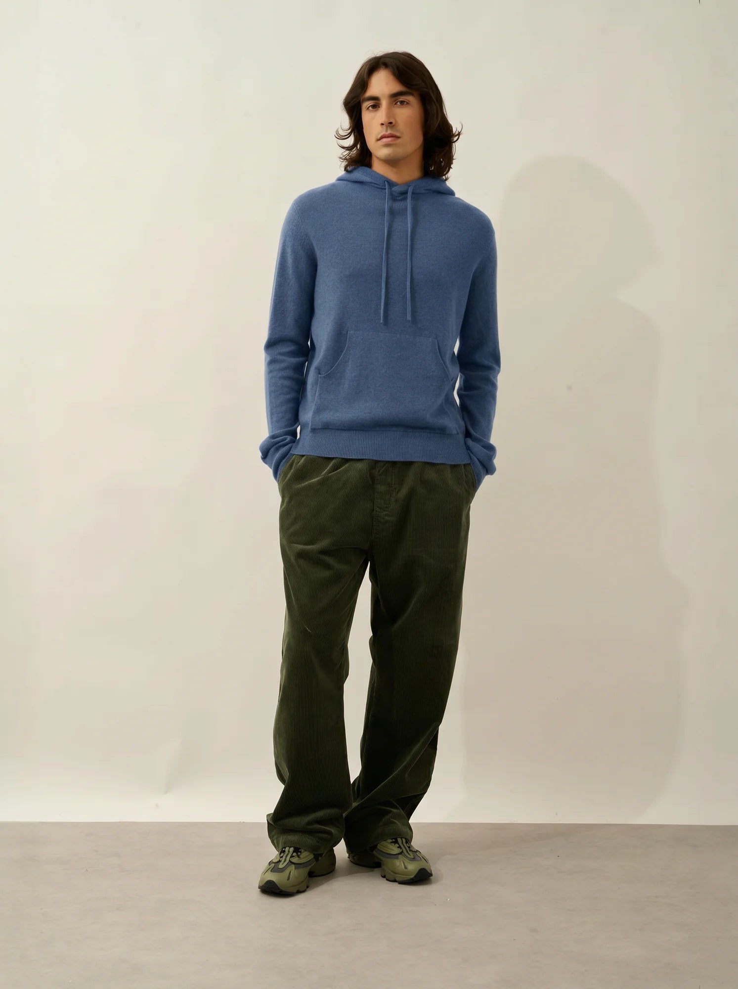 CASPER Pull Capuche Poche Kangourou Bleu Denim