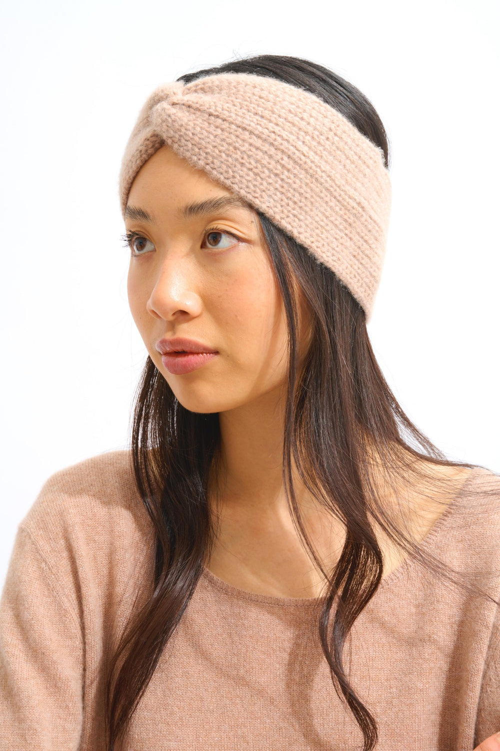 risto bandeau 8 fils camel chiné 100% cachemire