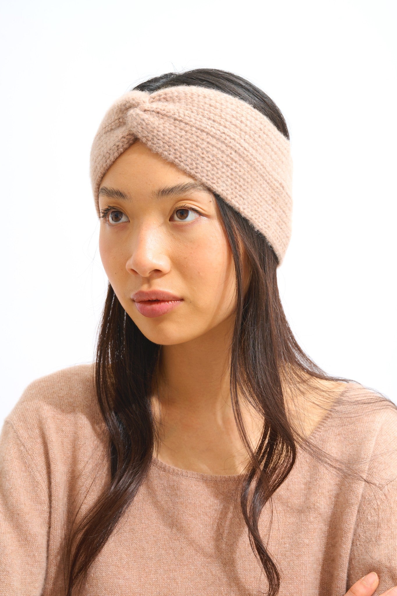 risto bandeau 8 fils camel chiné 100% cachemire