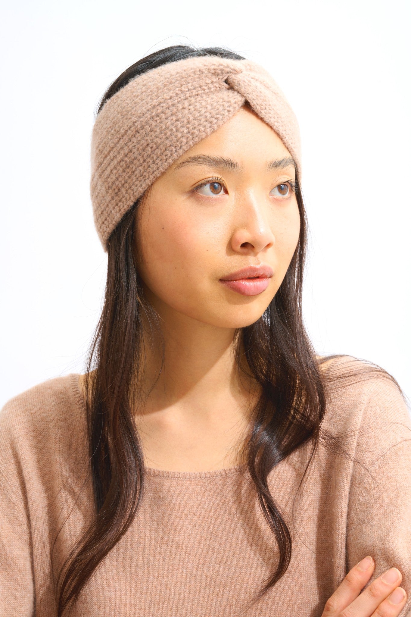 risto bandeau 8 fils camel chiné 100% cachemire