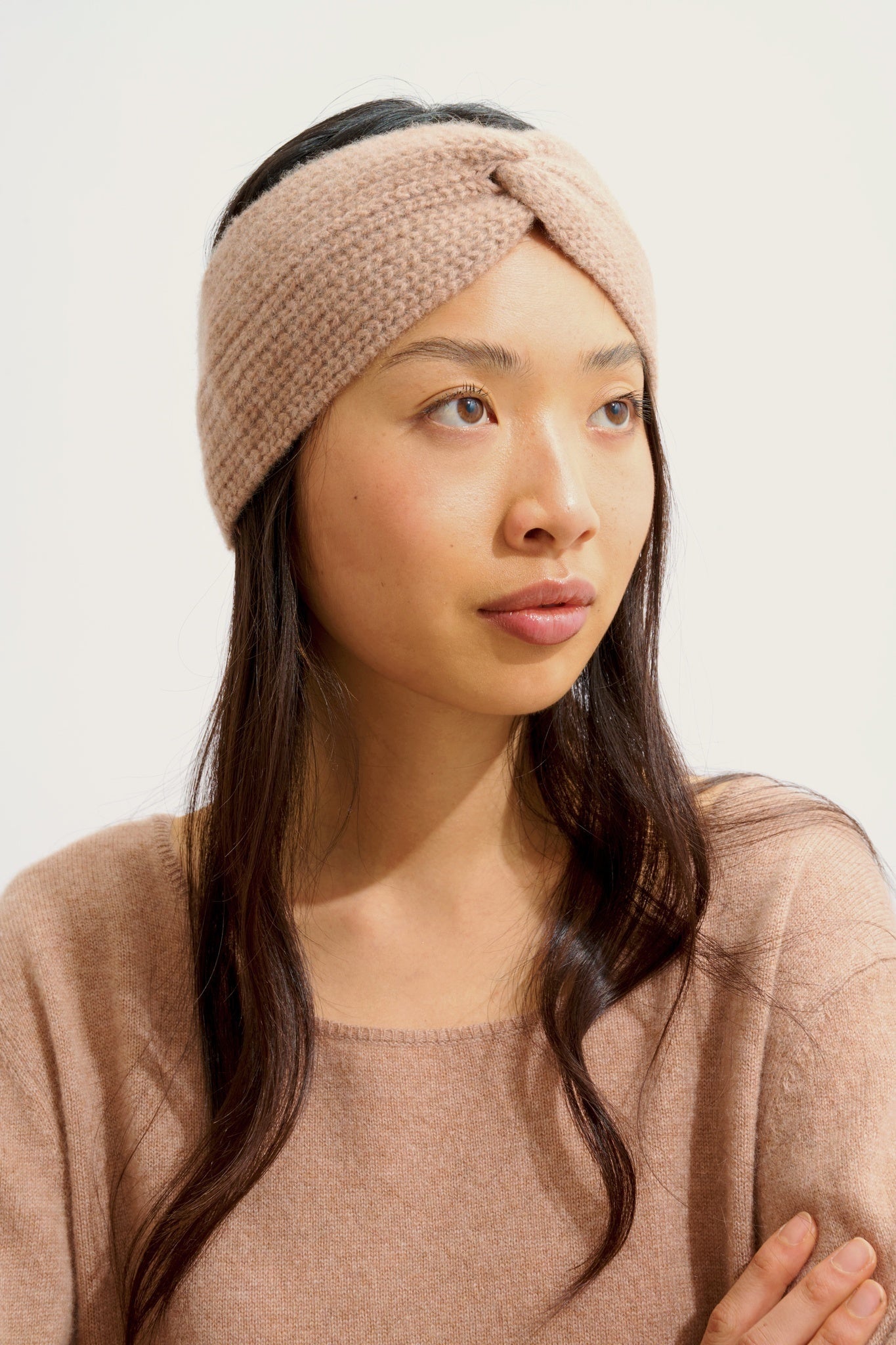 RISTO bandeau 8 fils camel chiné 100% cachemire