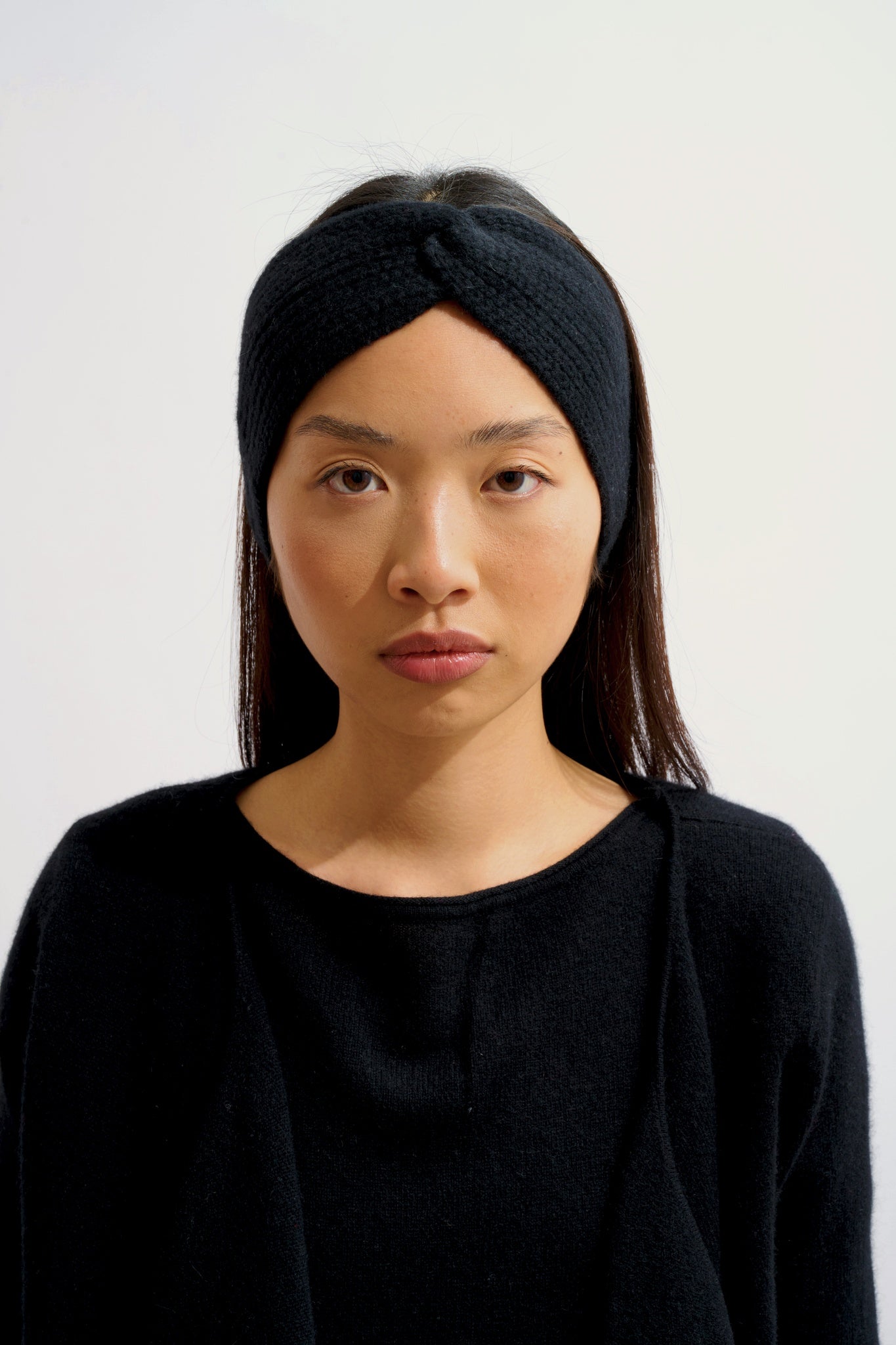 RISTO bandeau 8 fils noir 100% cachemire