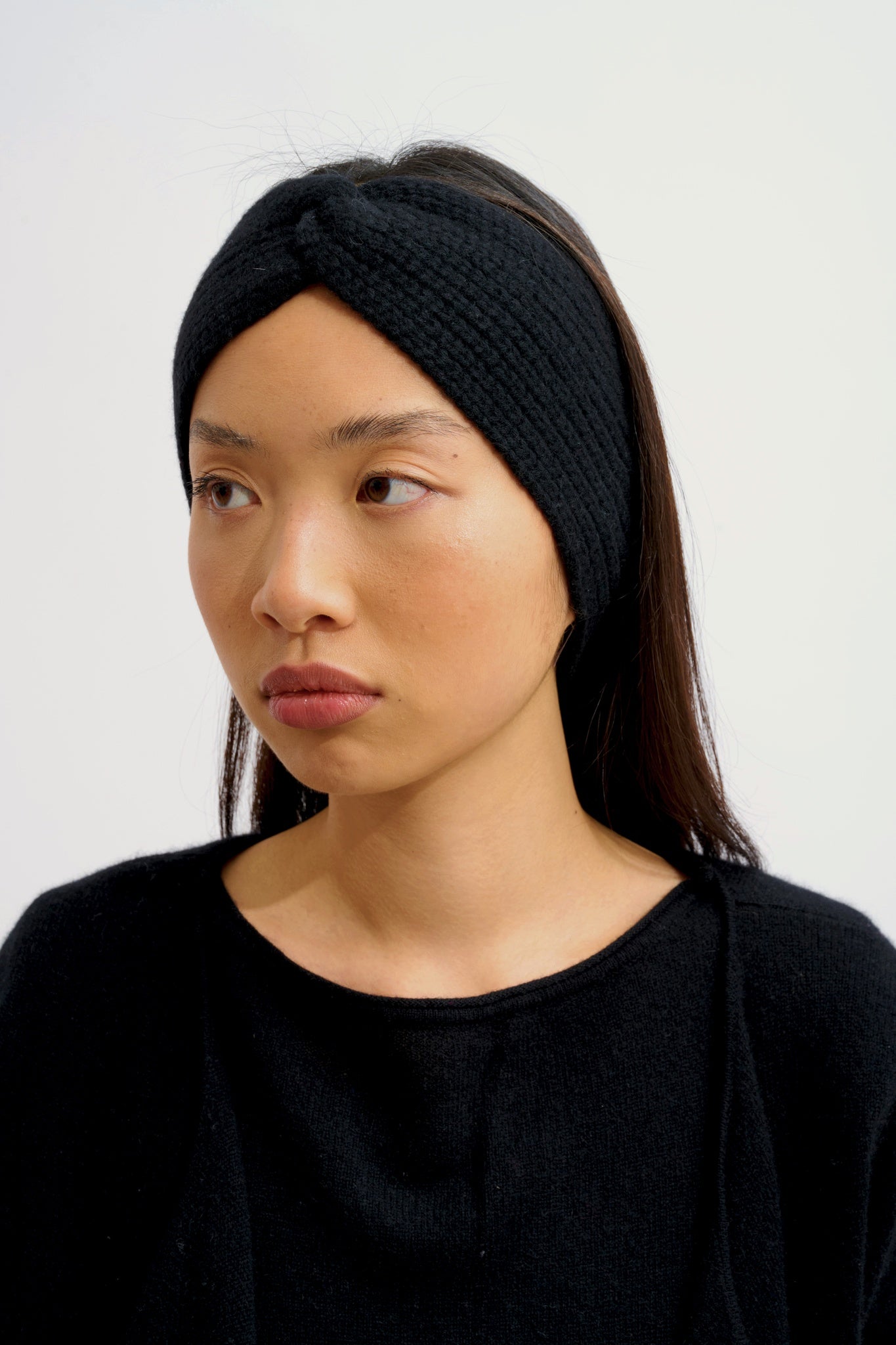 RISTO bandeau 8 fils noir 100% cachemire