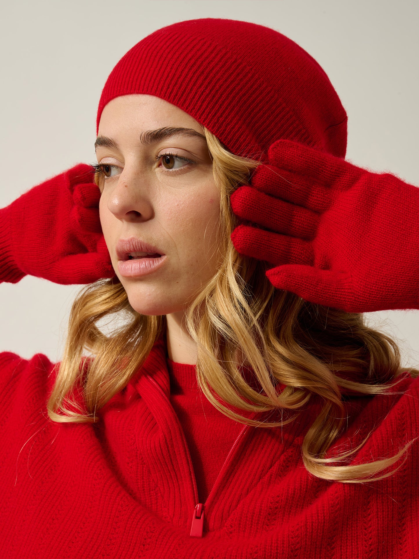 ROC gants 4 fils rouge 100% cachemire