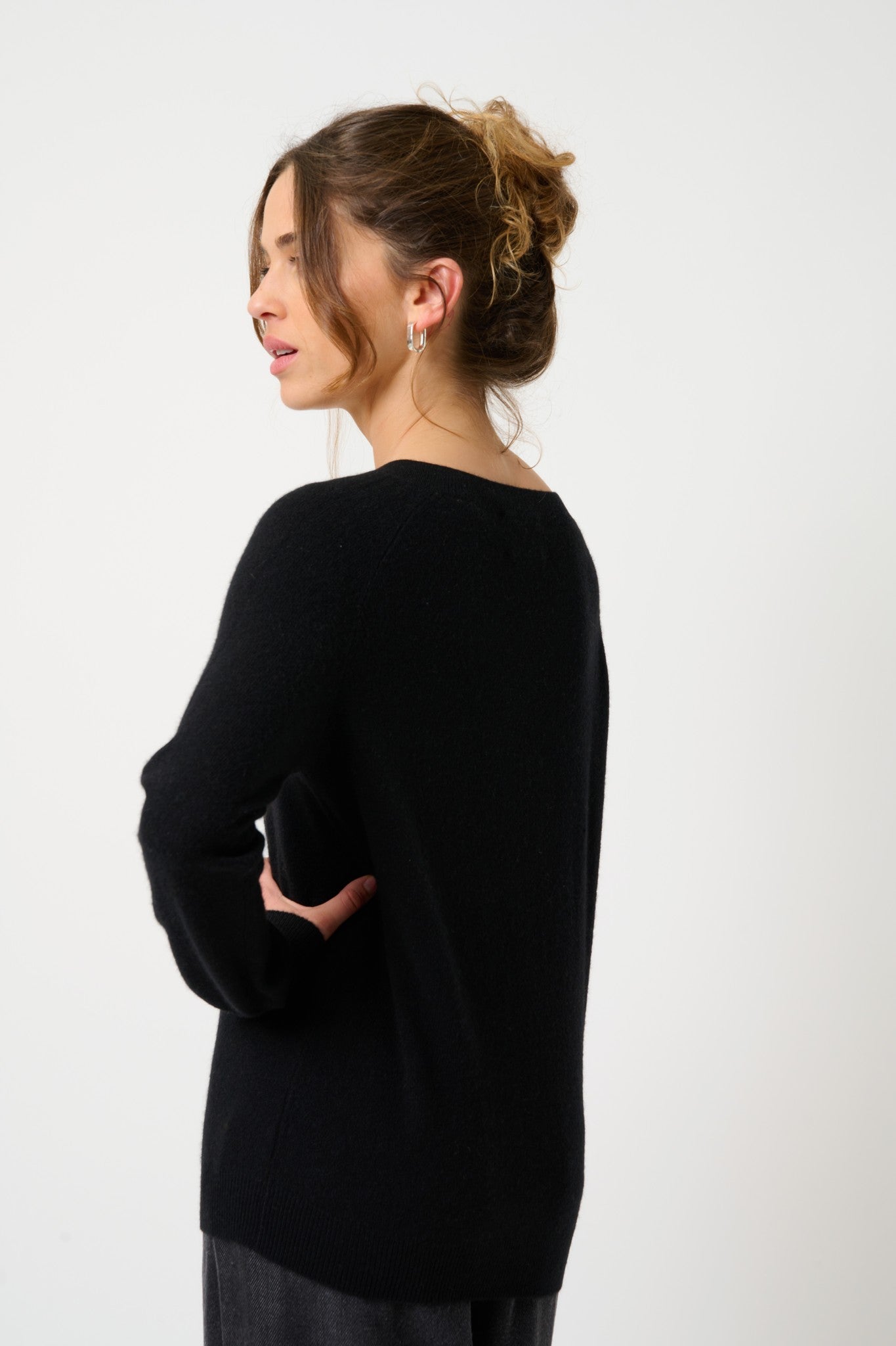 savannah pull col v noir 100% cachemire