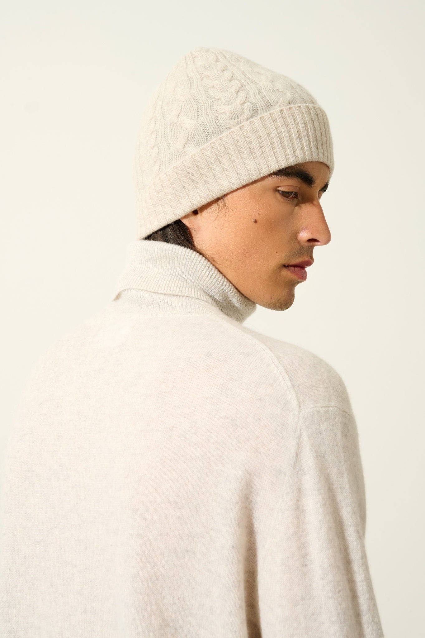 SCOTT bonnet 4 fils beige chiné 100% cachemire