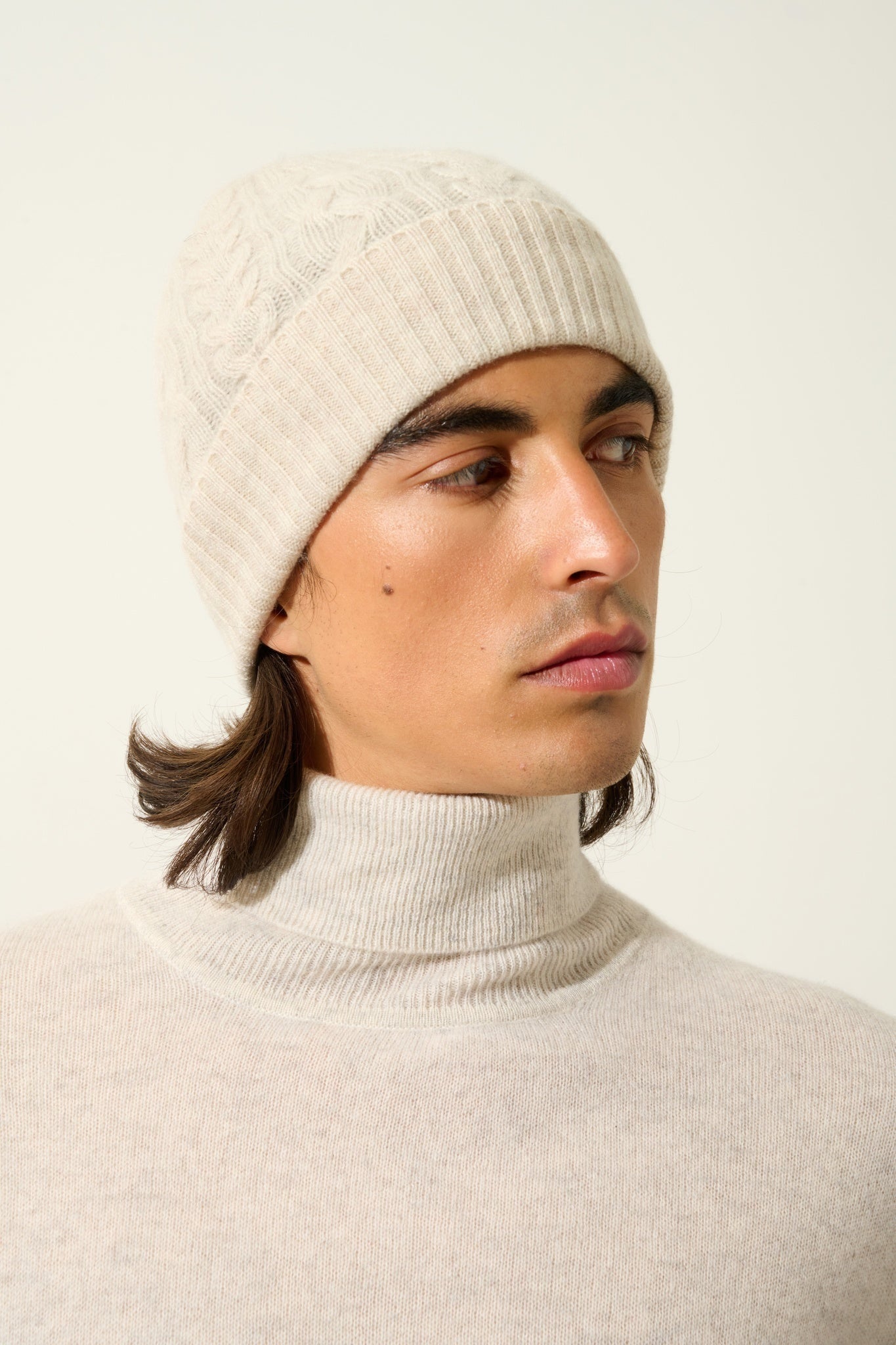 SCOTT bonnet 4 fils beige chiné 100% cachemire