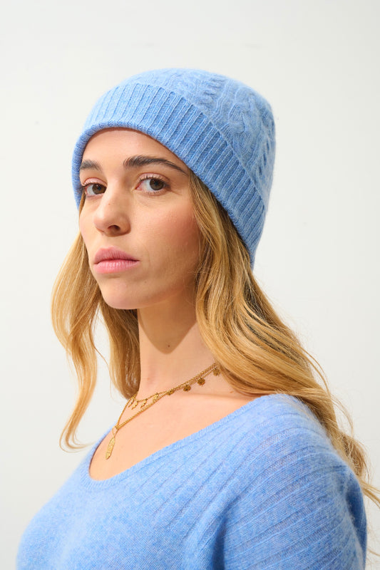 SCOTT 4-ply Sky Beanie, 100% cashmere