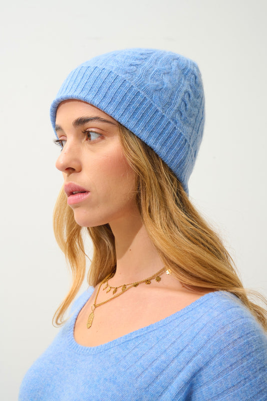 SCOTT 4-ply Sky Beanie, 100% cashmere