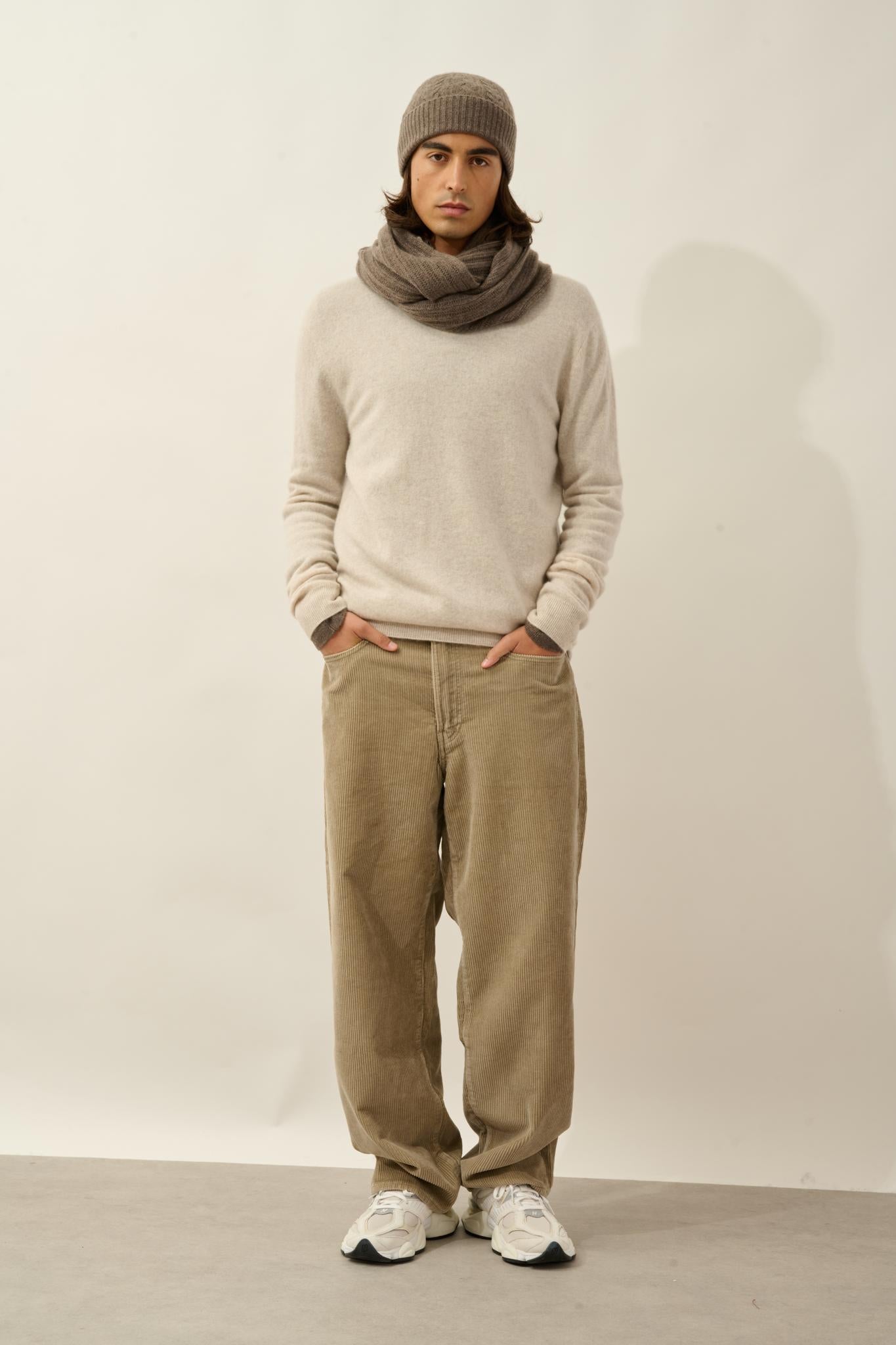 SCOTT bonnet 4 fils taupe chiné 100% cachemire