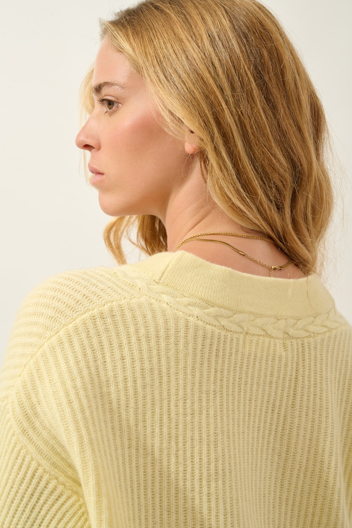 selena cardigan col v 4 fils limonade 100% cachemire