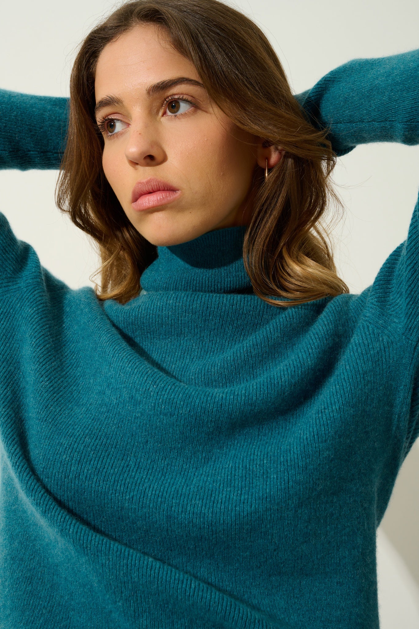 SUZIE pull col roulé canard chiné 100% cachemire