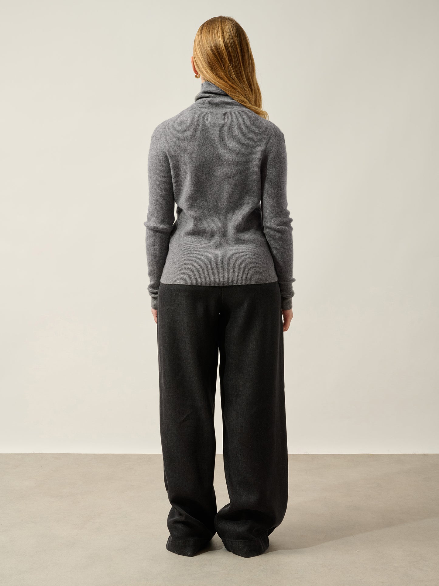 SUZIE pull col roulé flanelle chiné 100% cachemire