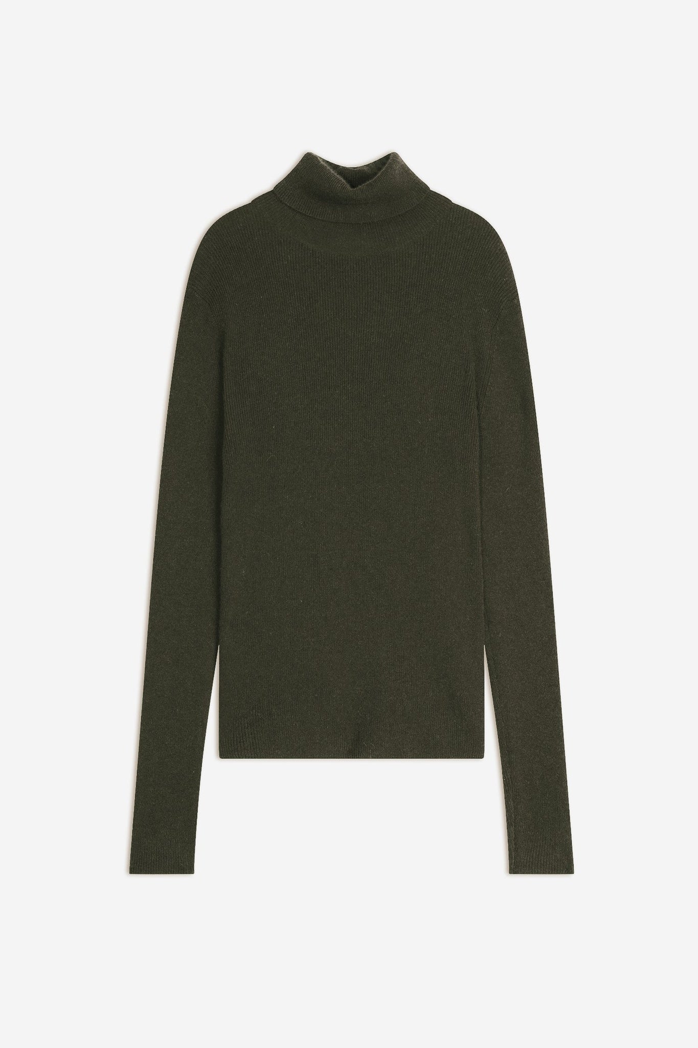 SUZIE pull col roulé kaki 100% cachemire