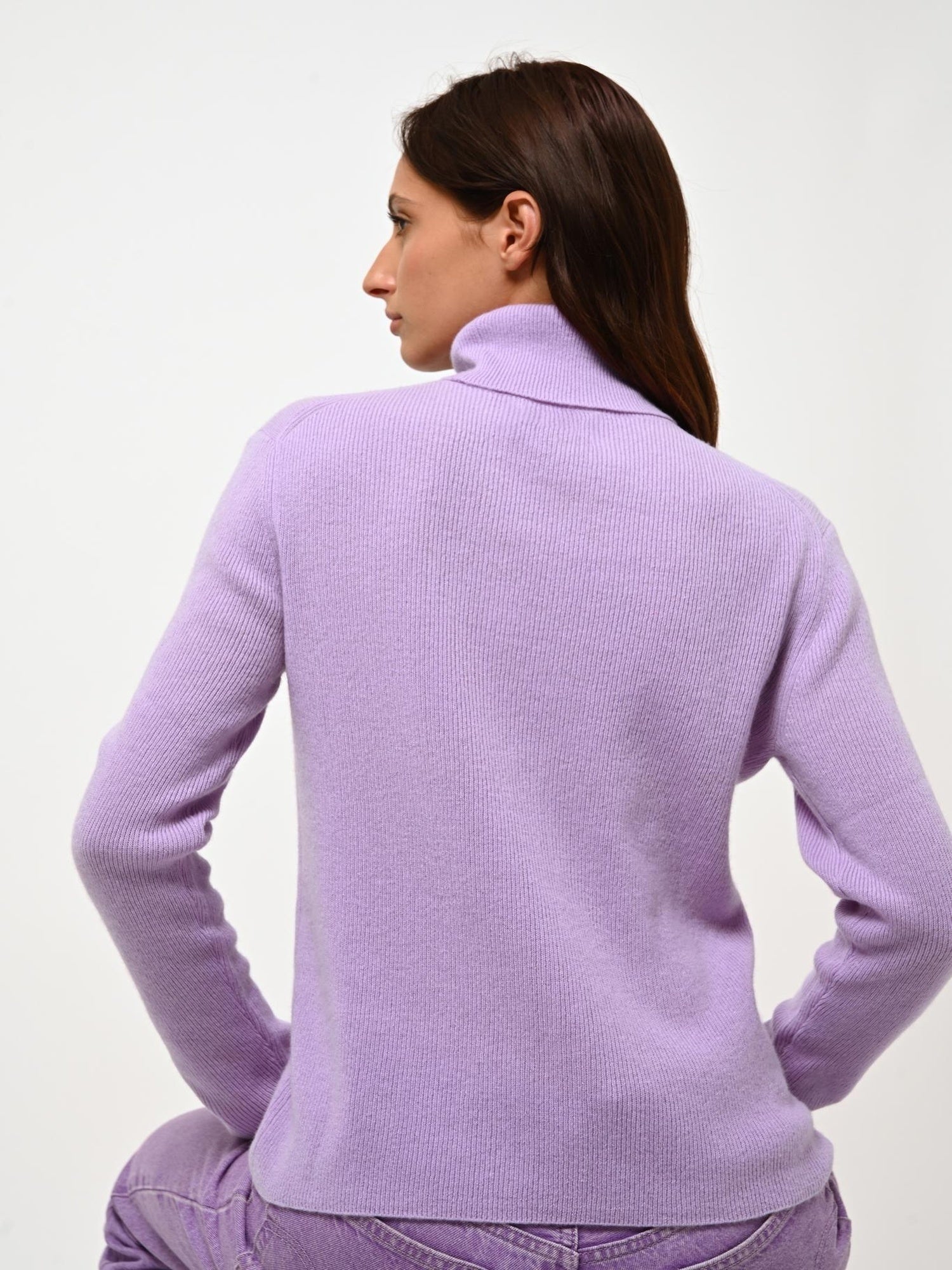 SUZIE mauve turtleneck sweater 100% cashmere - Authentic Cashmere