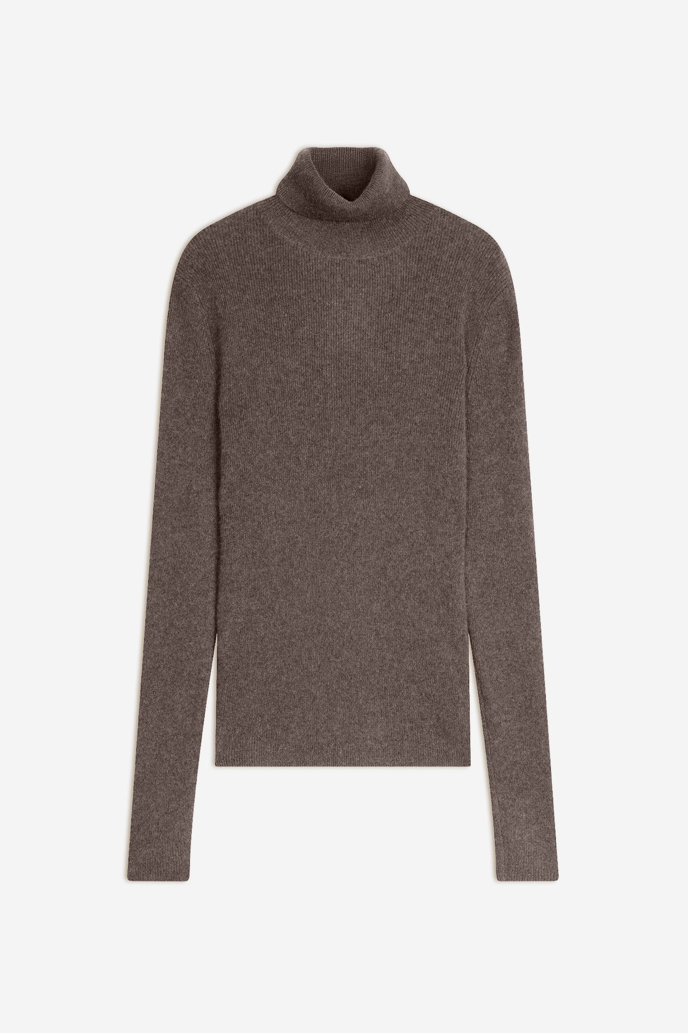 suzie pull col roulé taupe chiné 100% cachemire