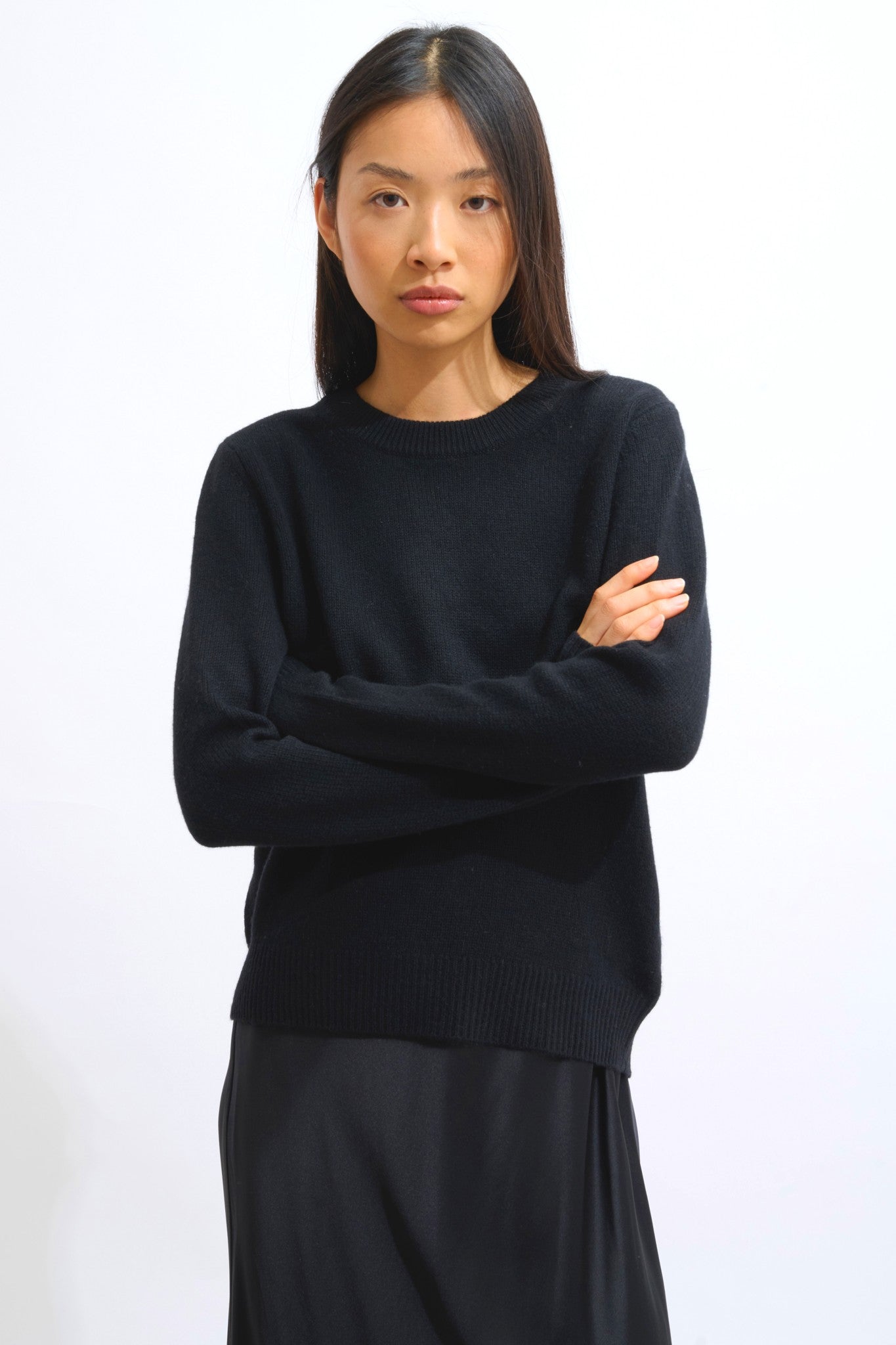 sylor pull col rond 4 fils noir 100% cachemire