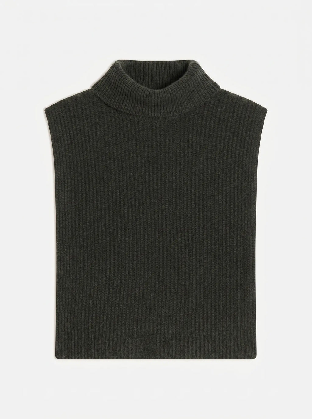 SIV Poncho Ouvert Col Roulé 4 Fils Kaki Chiné
