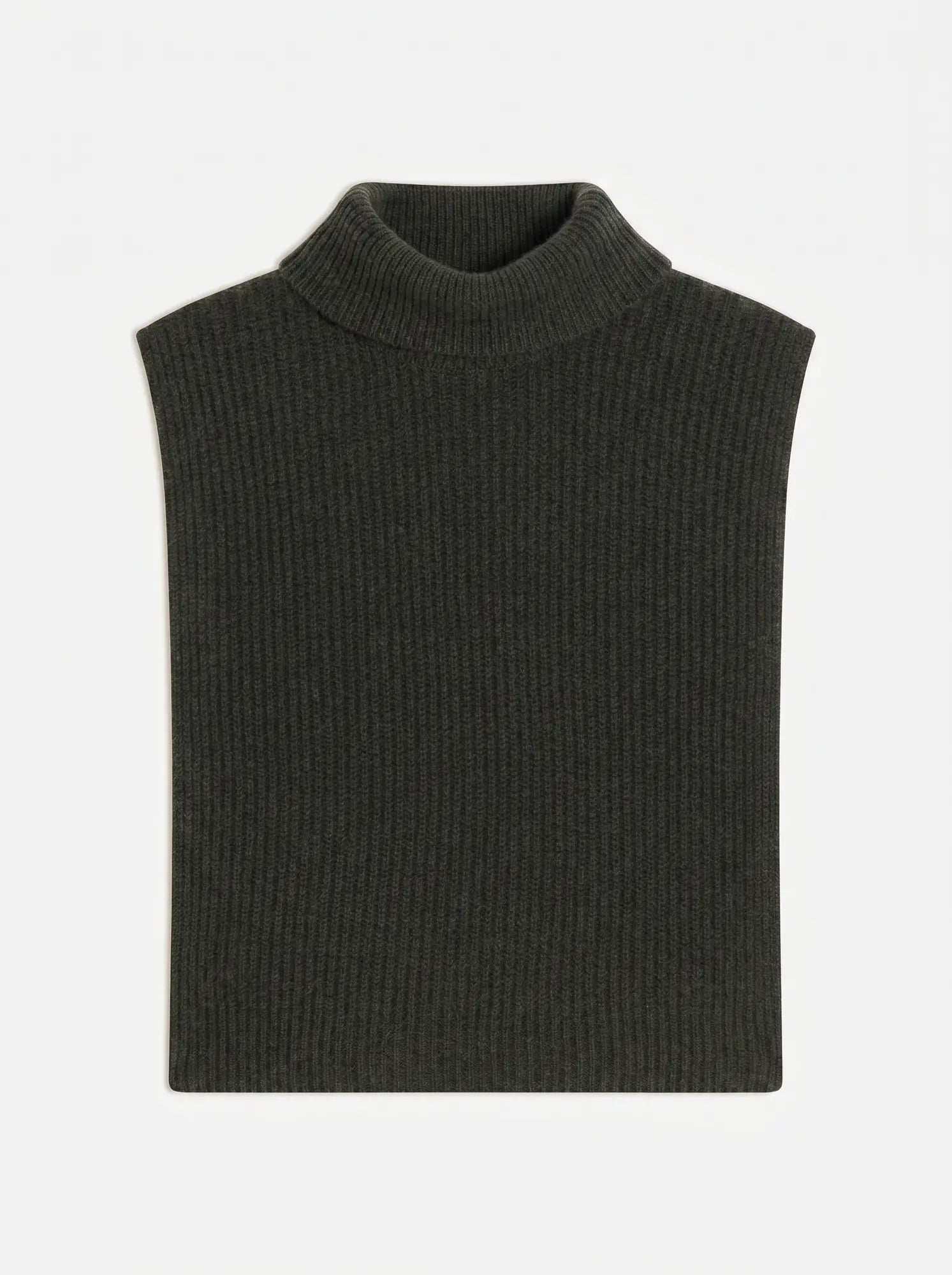 SIV Poncho Ouvert Col Roulé 4 Fils Kaki Chiné